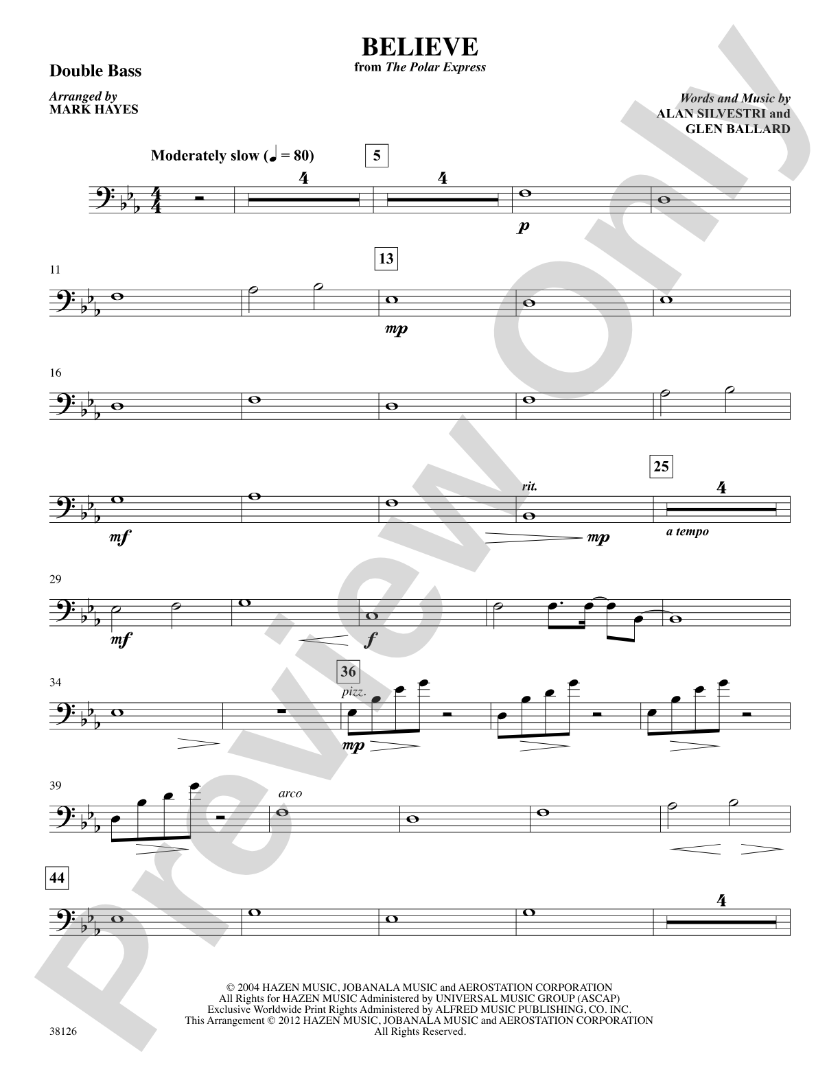 Believe (from The Polar Express): String Bass: Choral SoundPax