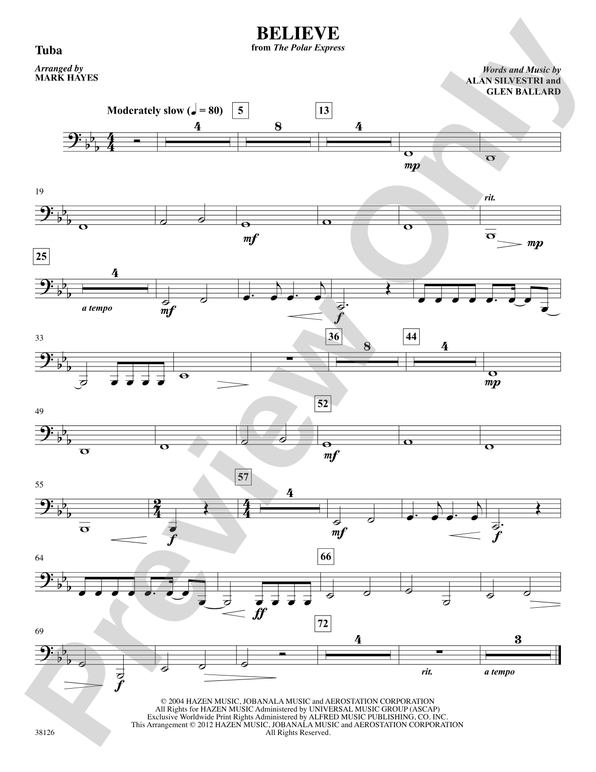 Believe (from The Polar Express): Tuba: Choral SoundPax