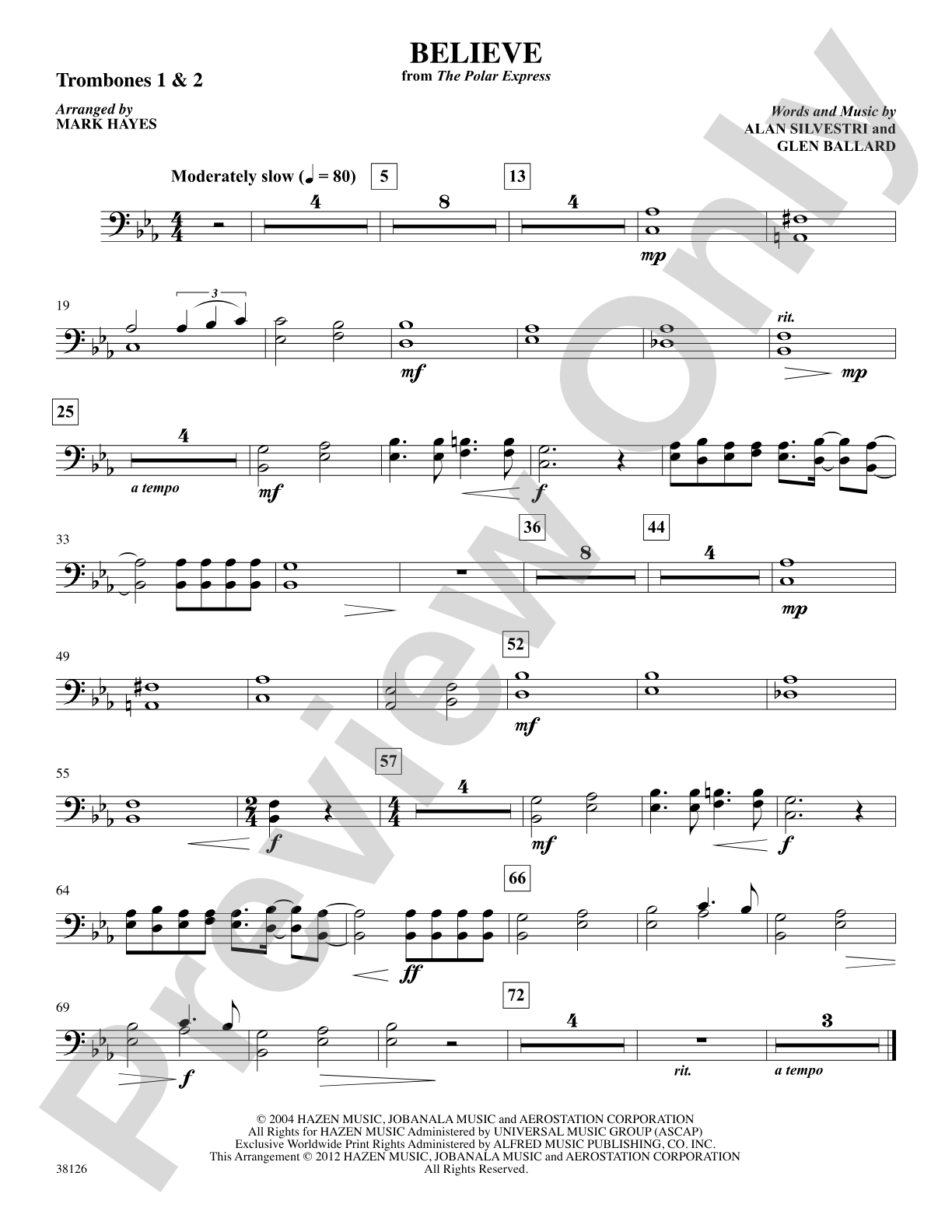 Believe (from The Polar Express): 1st & 2nd Trombones: Choral SoundPax