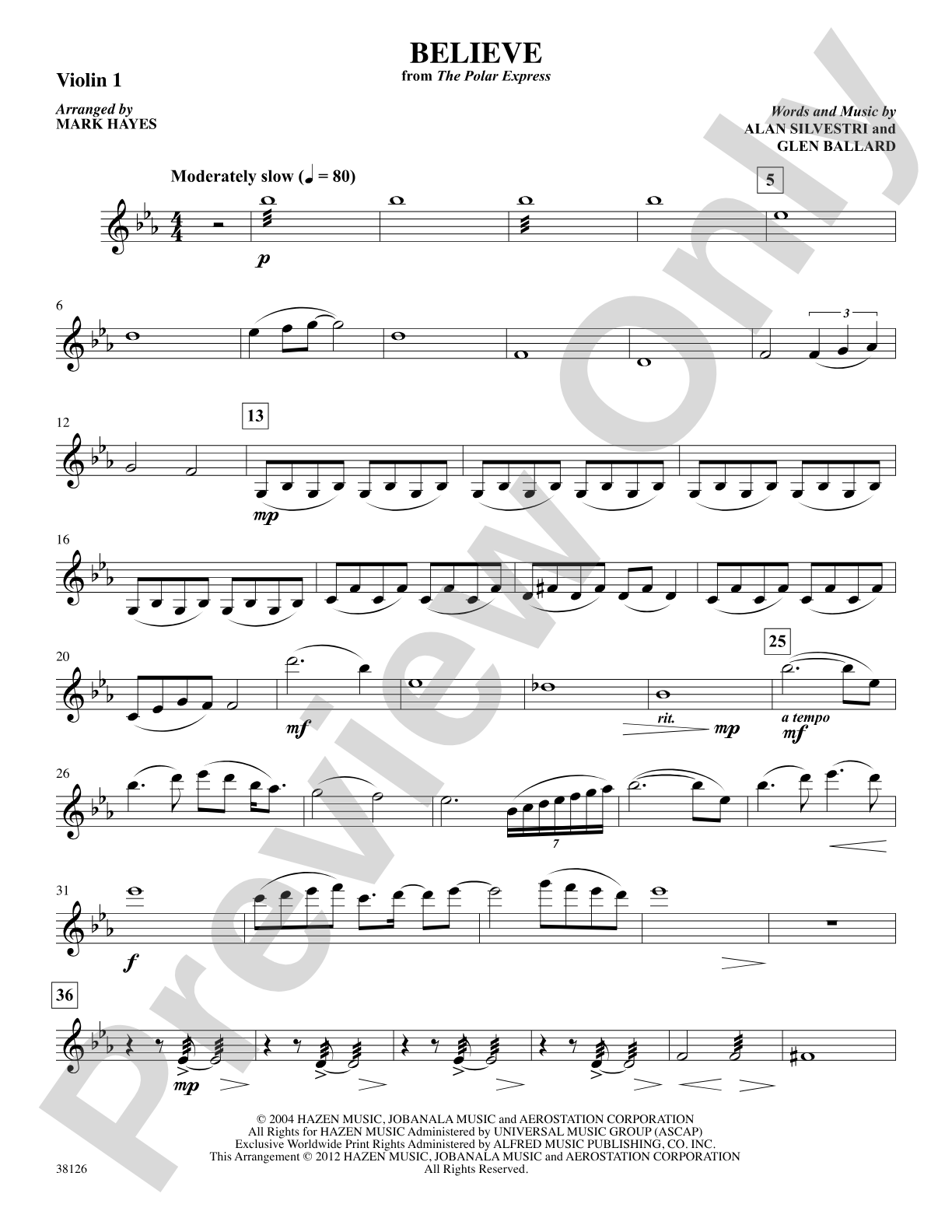 Believe (from The Polar Express): 1st Violin: Choral SoundPax