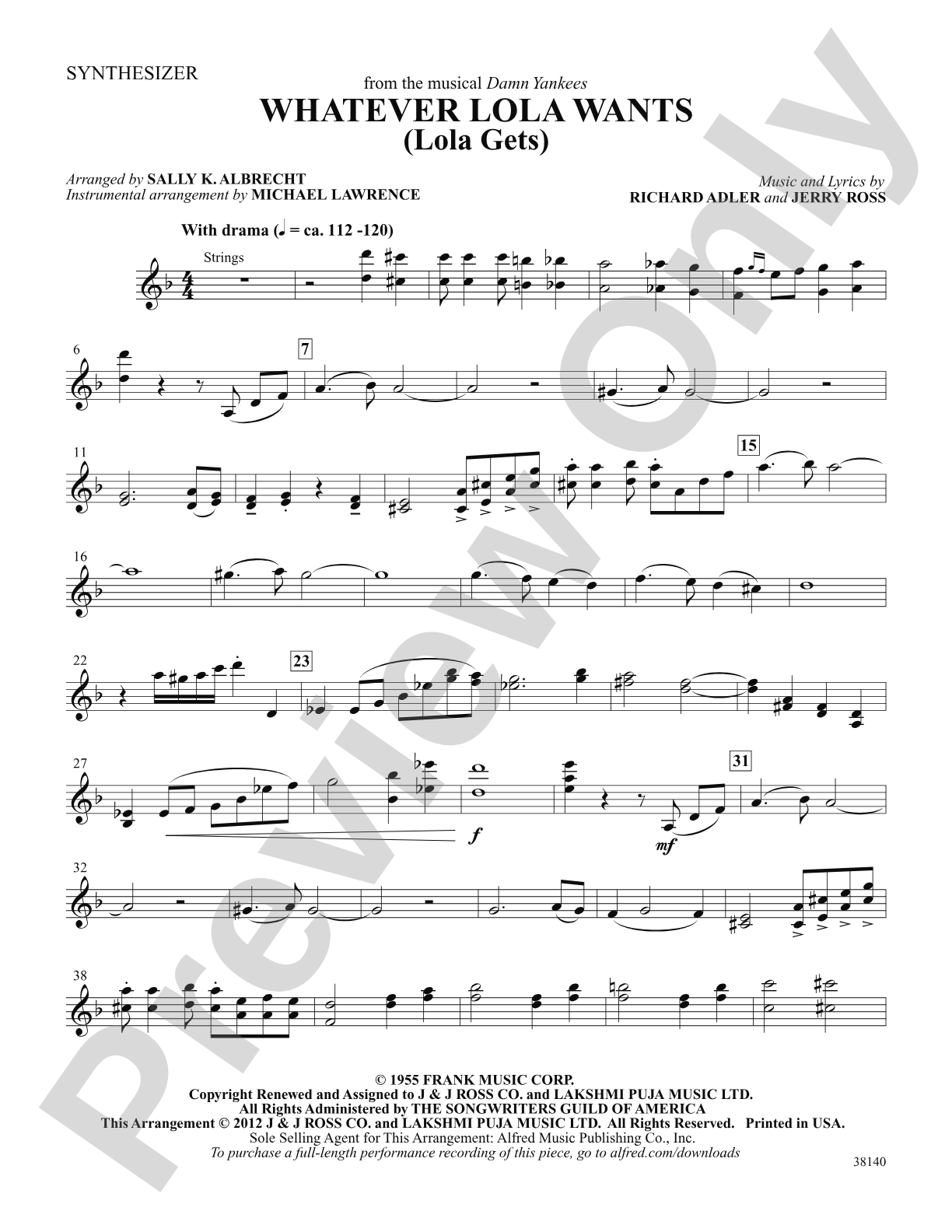 Whatever Lola Wants (Lola Gets) (from the musical Damn Yankees): Synthesizer: Choral SoundPax