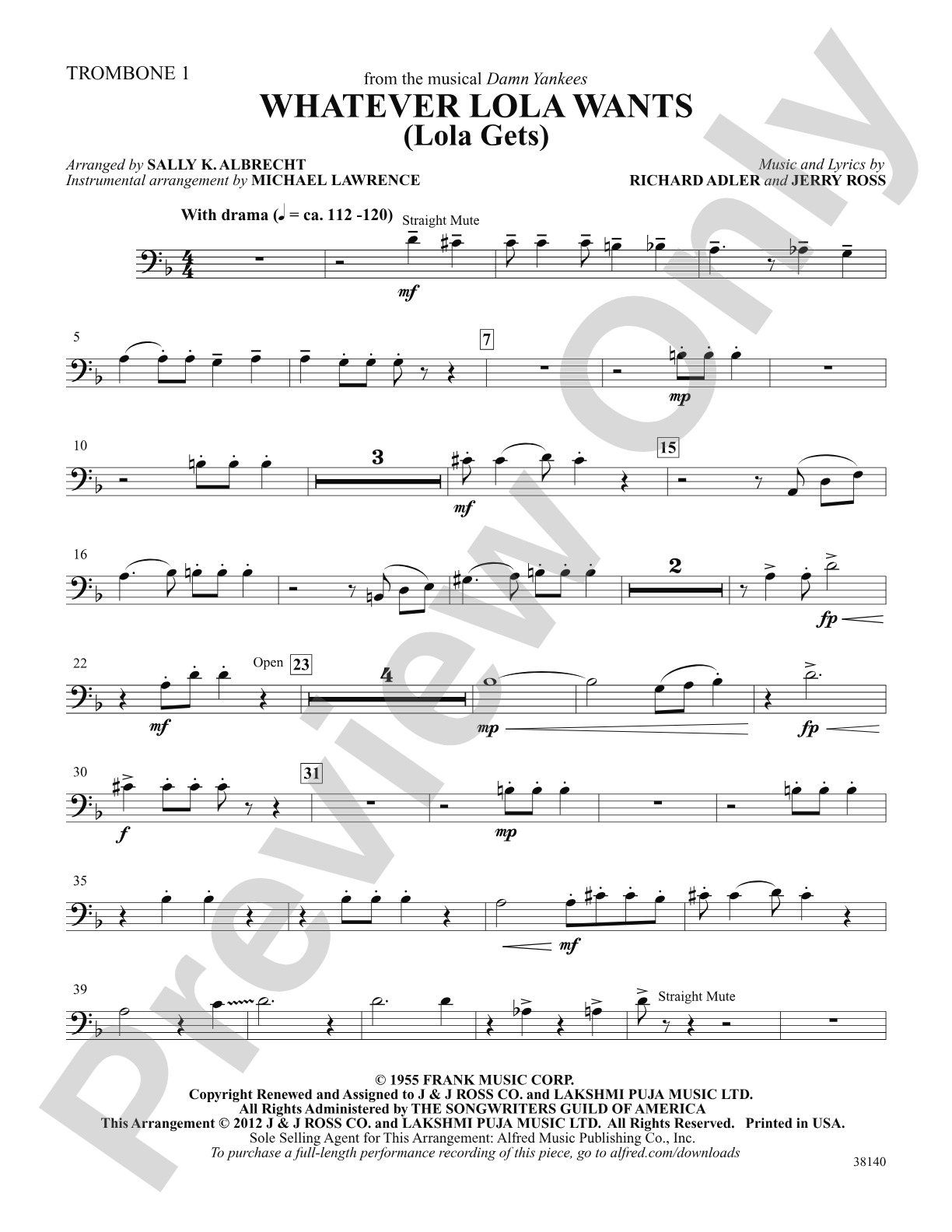 Whatever Lola Wants (Lola Gets) (from the musical Damn Yankees): 1st Trombone: Choral SoundPax