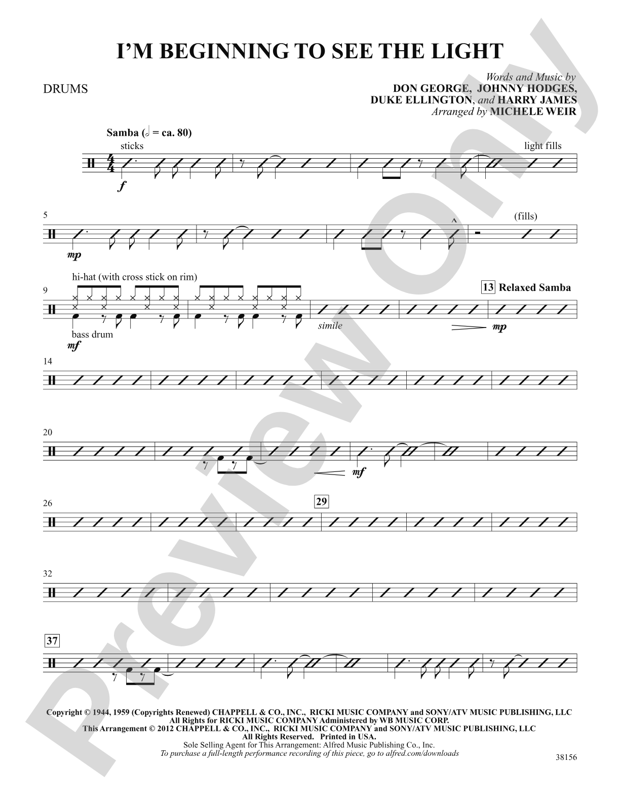 I'm Beginning to See the Light: Drums: Choral SoundPax