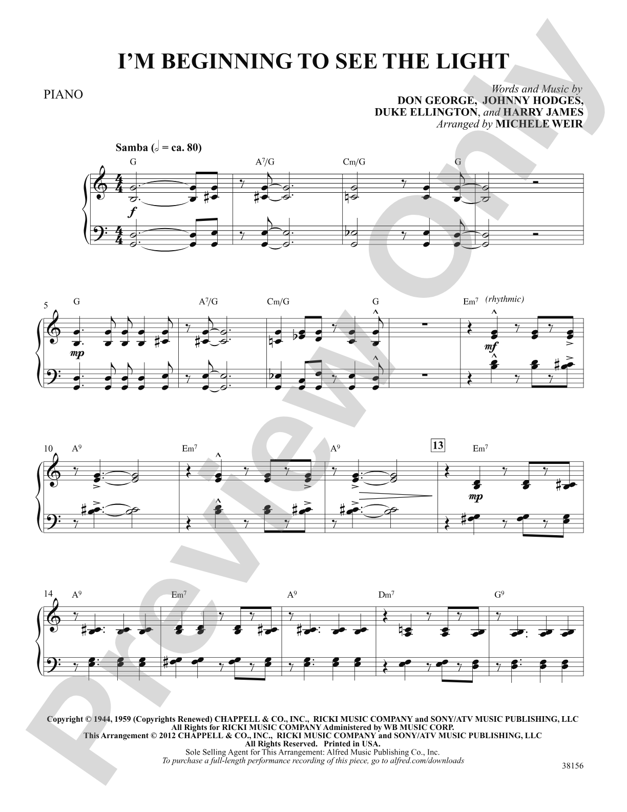 I'm Beginning to See the Light: Choral SoundPax