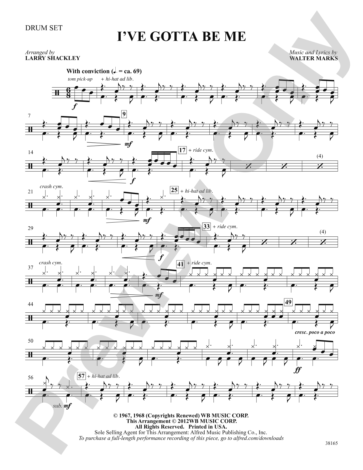 I've Gotta Be Me: Drums: Choral SoundPax