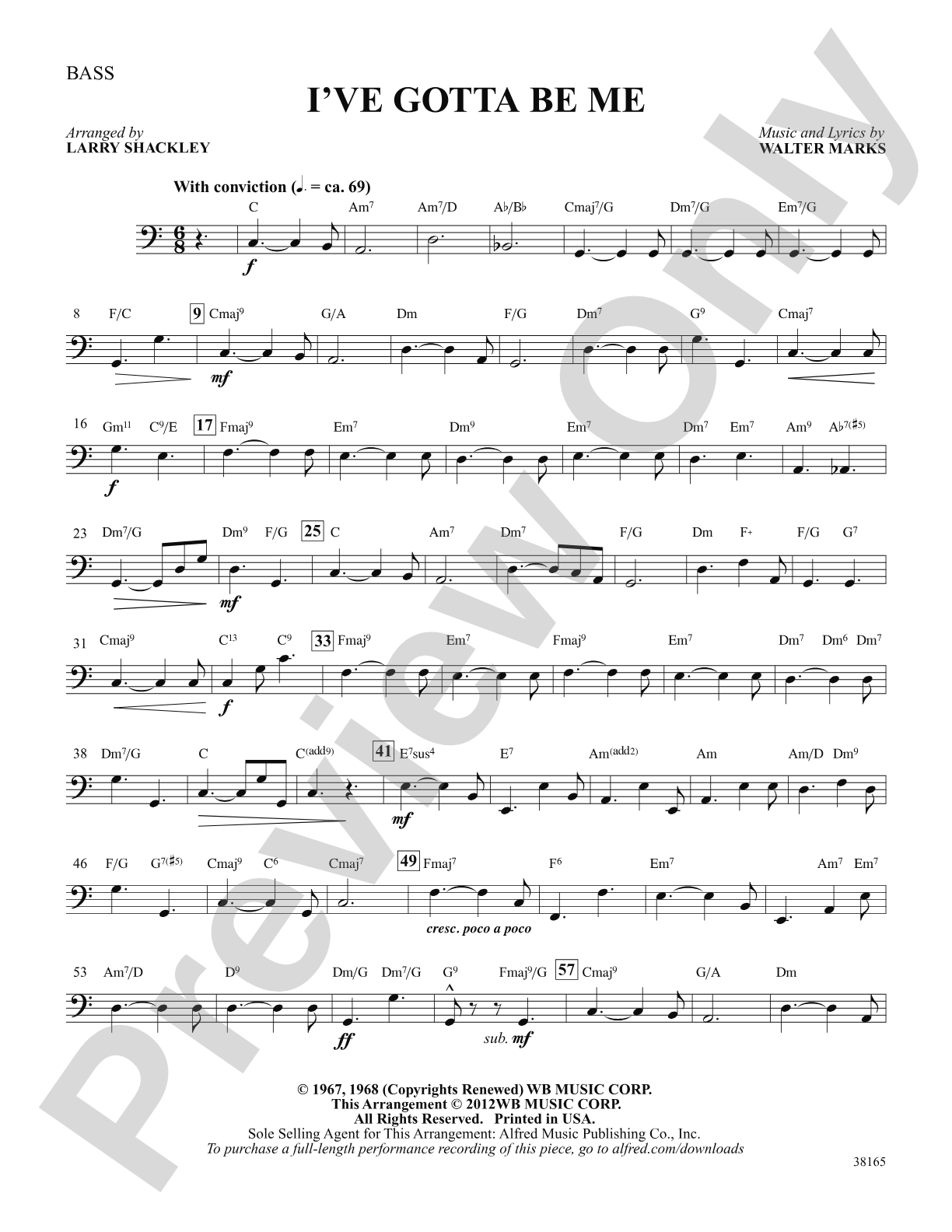 I've Gotta Be Me: String Bass: Choral SoundPax
