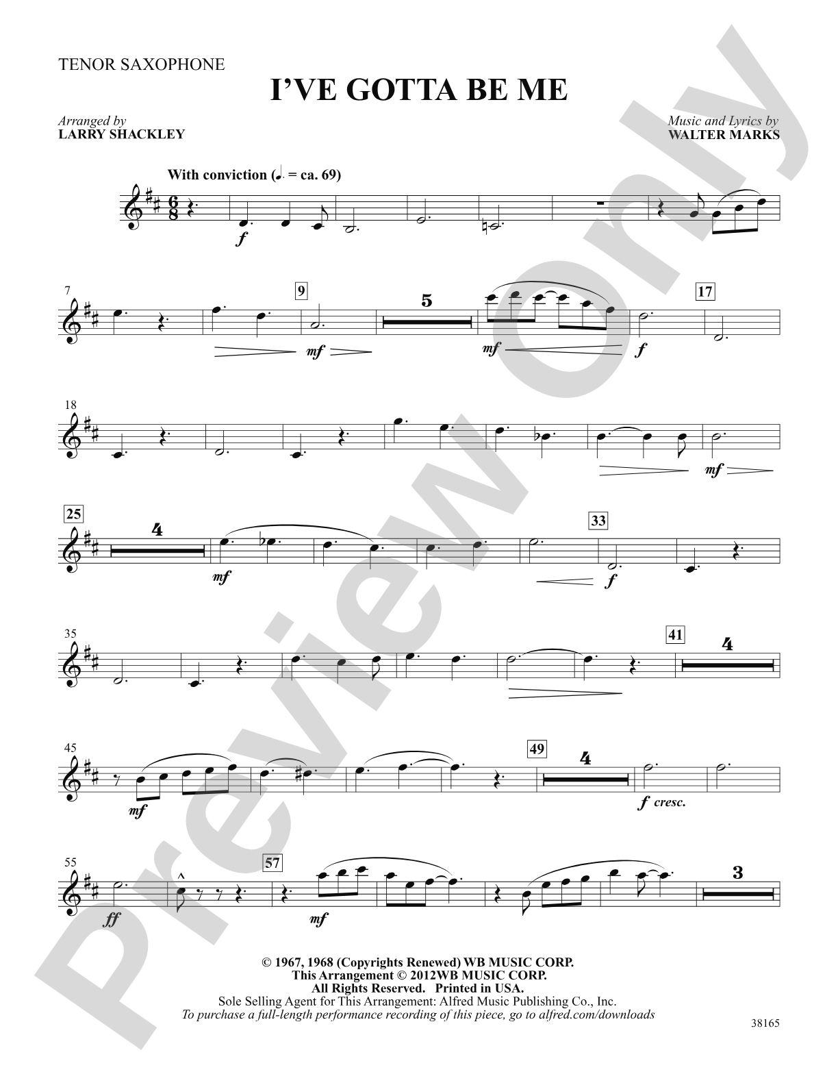 I've Gotta Be Me: B-flat Tenor Saxophone: Choral SoundPax