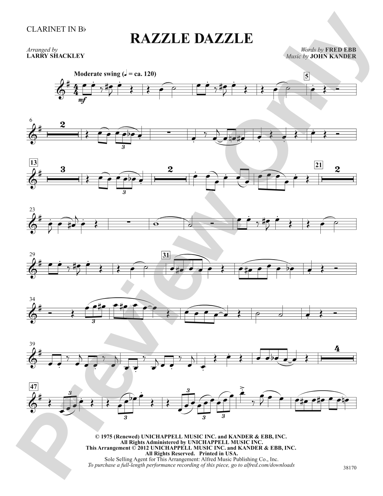 Razzle Dazzle (from the musical Chicago): 1st B-flat Clarinet: Choral SoundPax