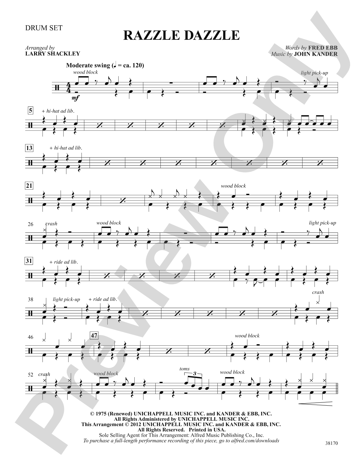 Razzle Dazzle (from the musical Chicago): Drums: Choral SoundPax