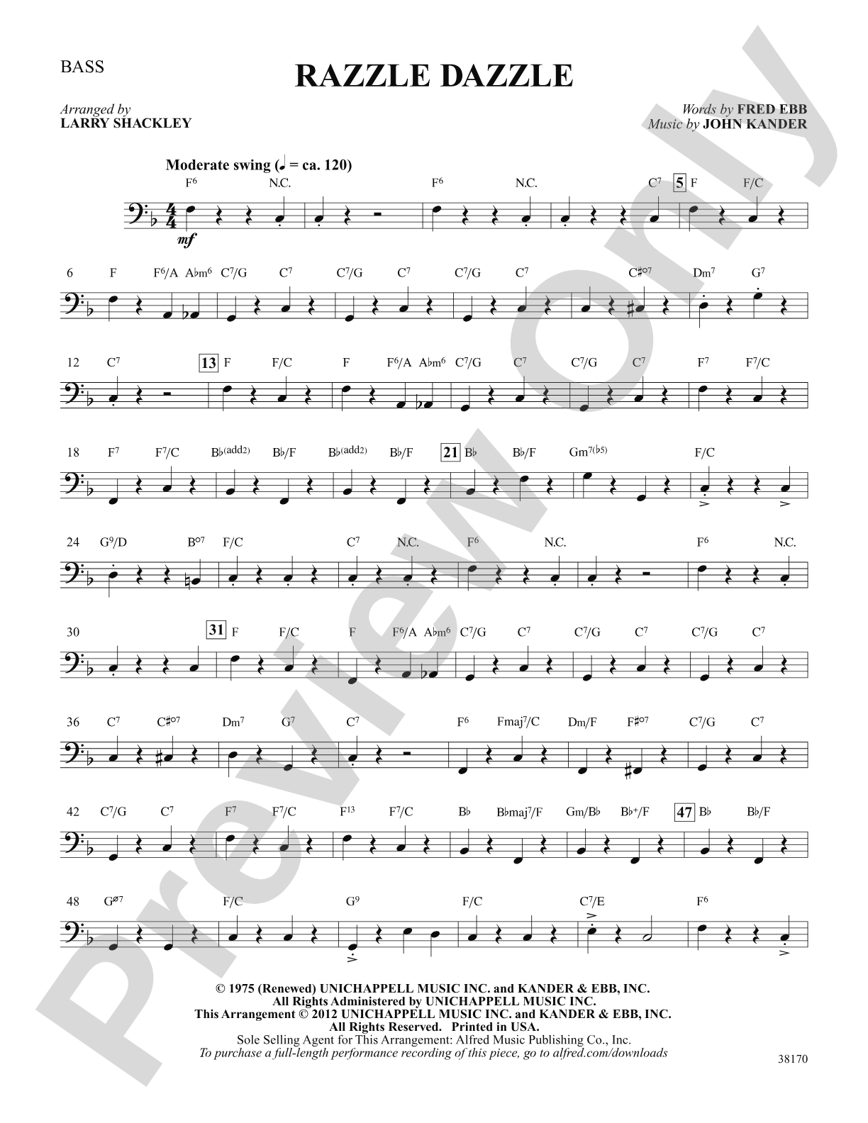 Razzle Dazzle (from the musical Chicago): String Bass: Choral SoundPax