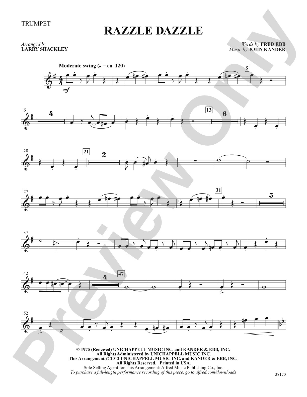 Razzle Dazzle (from the musical Chicago): 1st B-flat Trumpet: Choral SoundPax