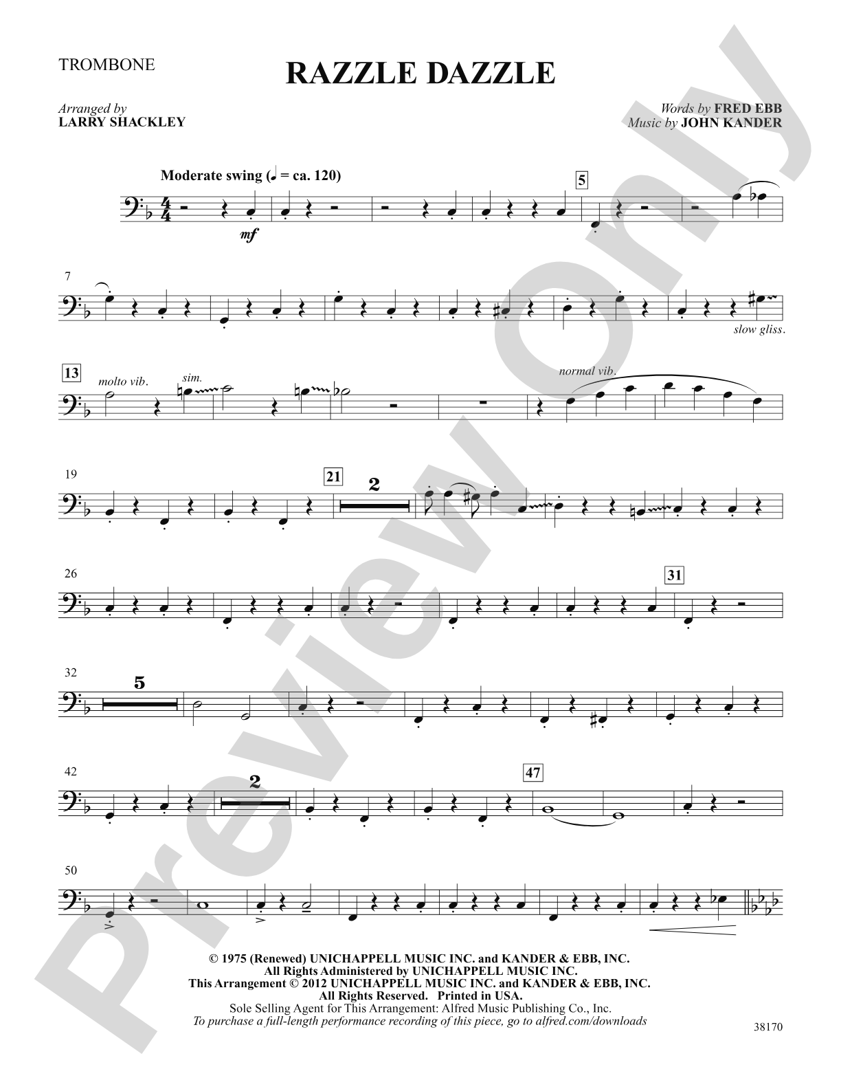 Razzle Dazzle (from the musical Chicago): 1st Trombone: Choral SoundPax
