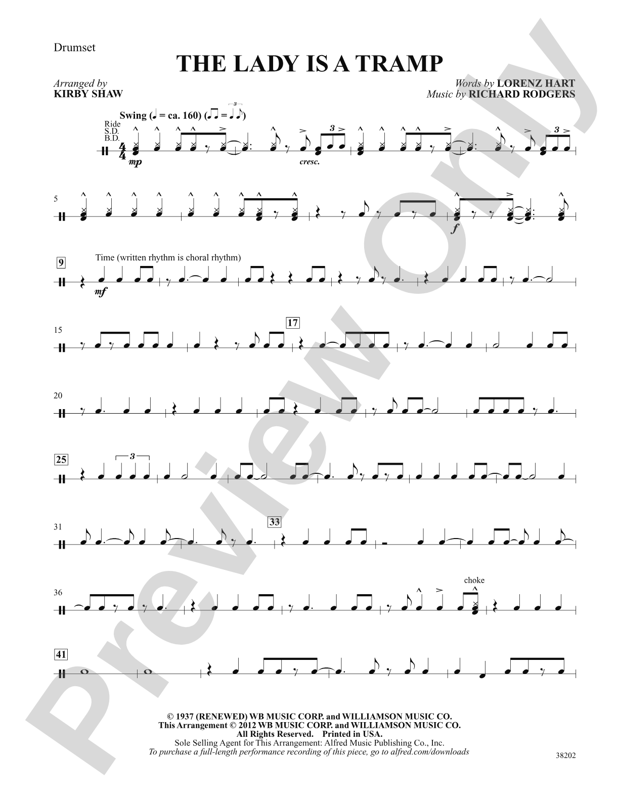The Lady Is a Tramp: Drums: Choral SoundPax