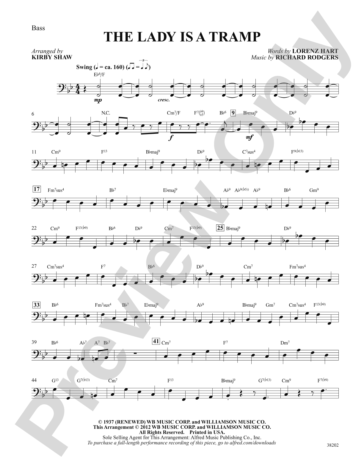 The Lady Is a Tramp: String Bass: Choral SoundPax