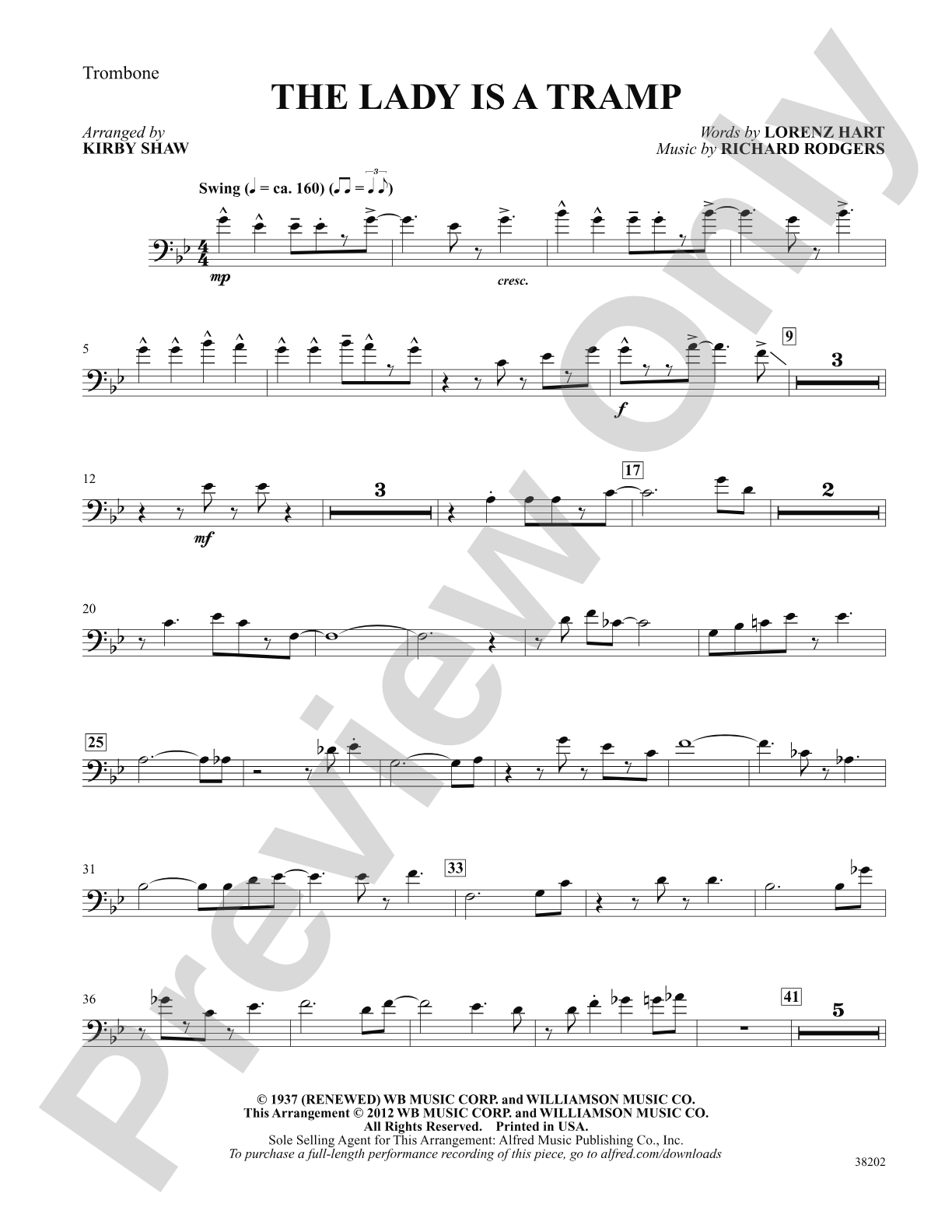 The Lady Is a Tramp: 1st Trombone: Choral SoundPax