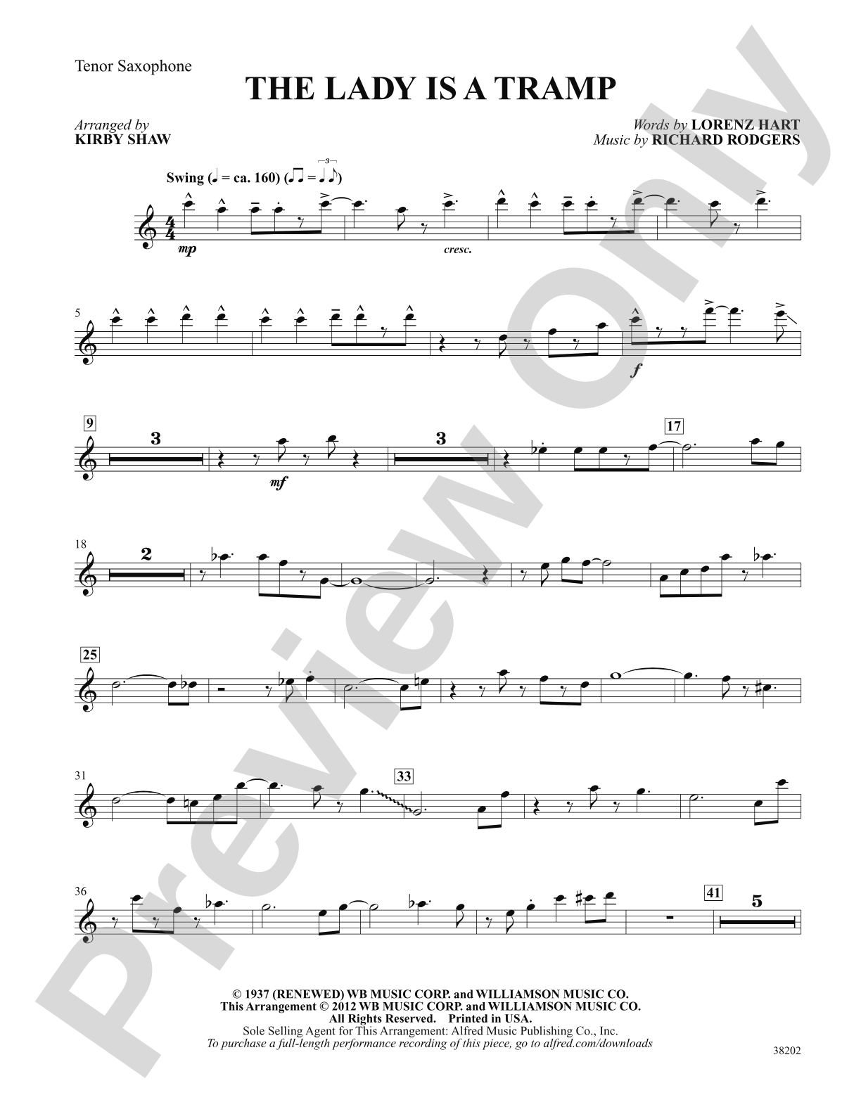 The Lady Is a Tramp: B-flat Tenor Saxophone: Choral SoundPax