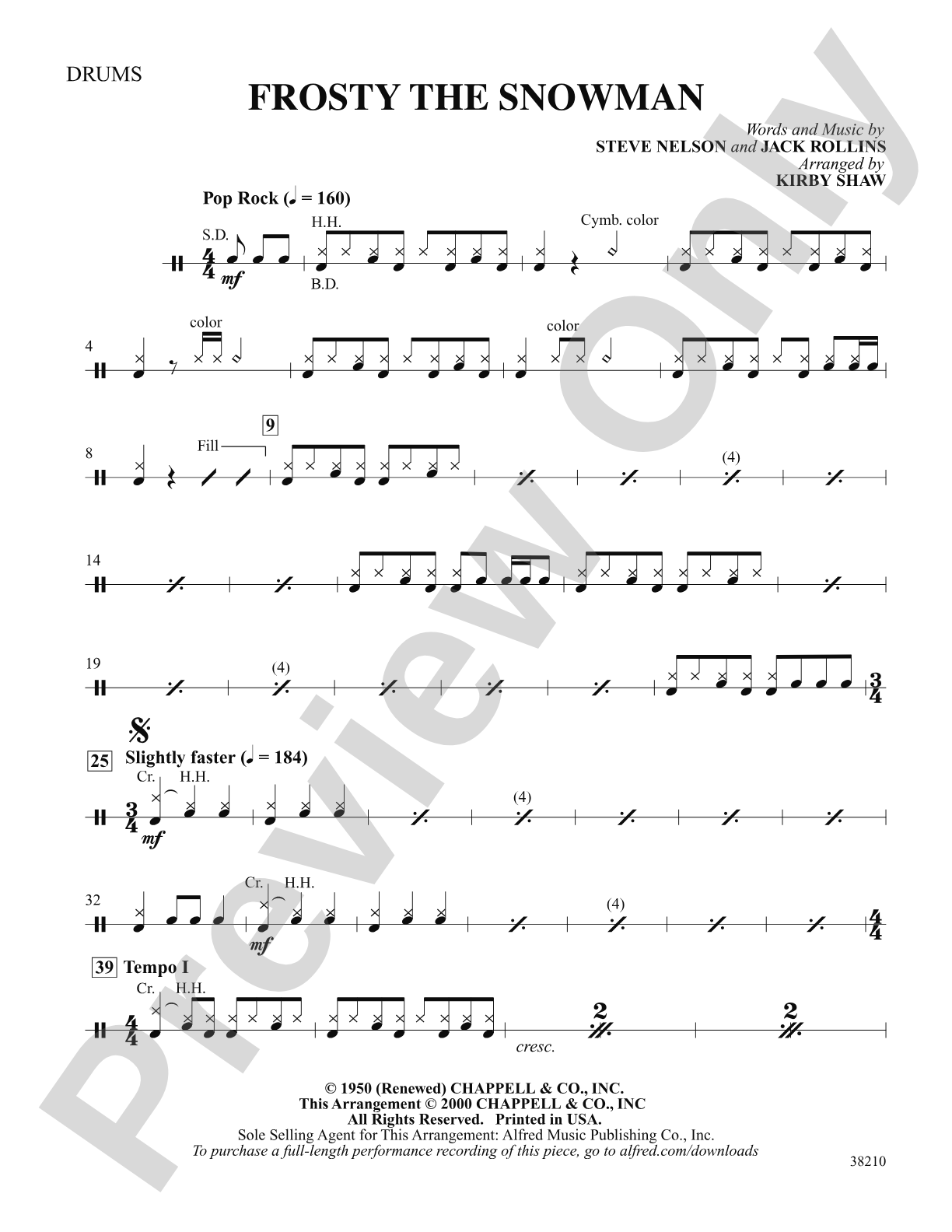 Frosty the Snowman: Drums: Choral SoundPax