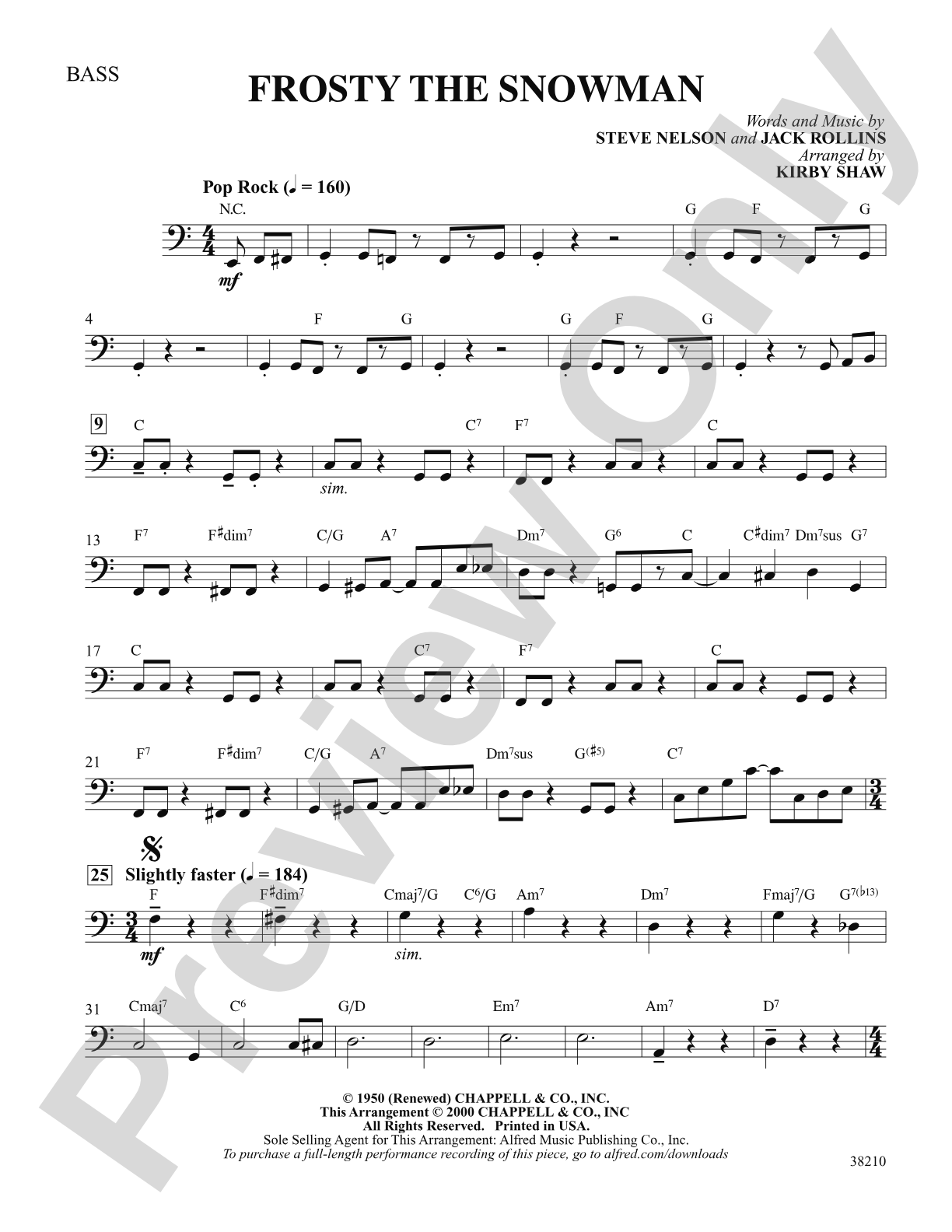Frosty the Snowman: String Bass: Choral SoundPax