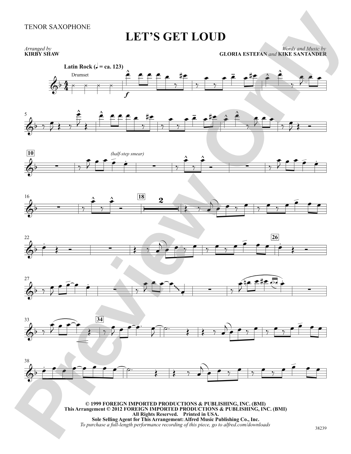 Let's Get Loud: B-flat Tenor Saxophone: Choral SoundPax