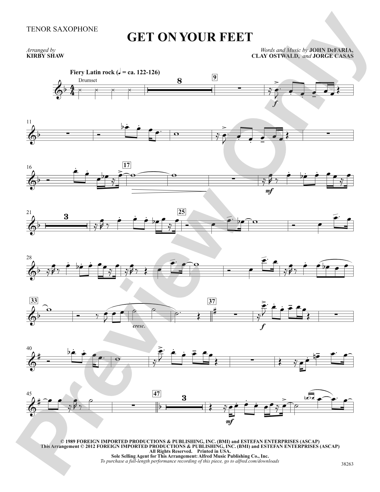 Get On Your Feet: B-flat Tenor Saxophone: Choral SoundPax