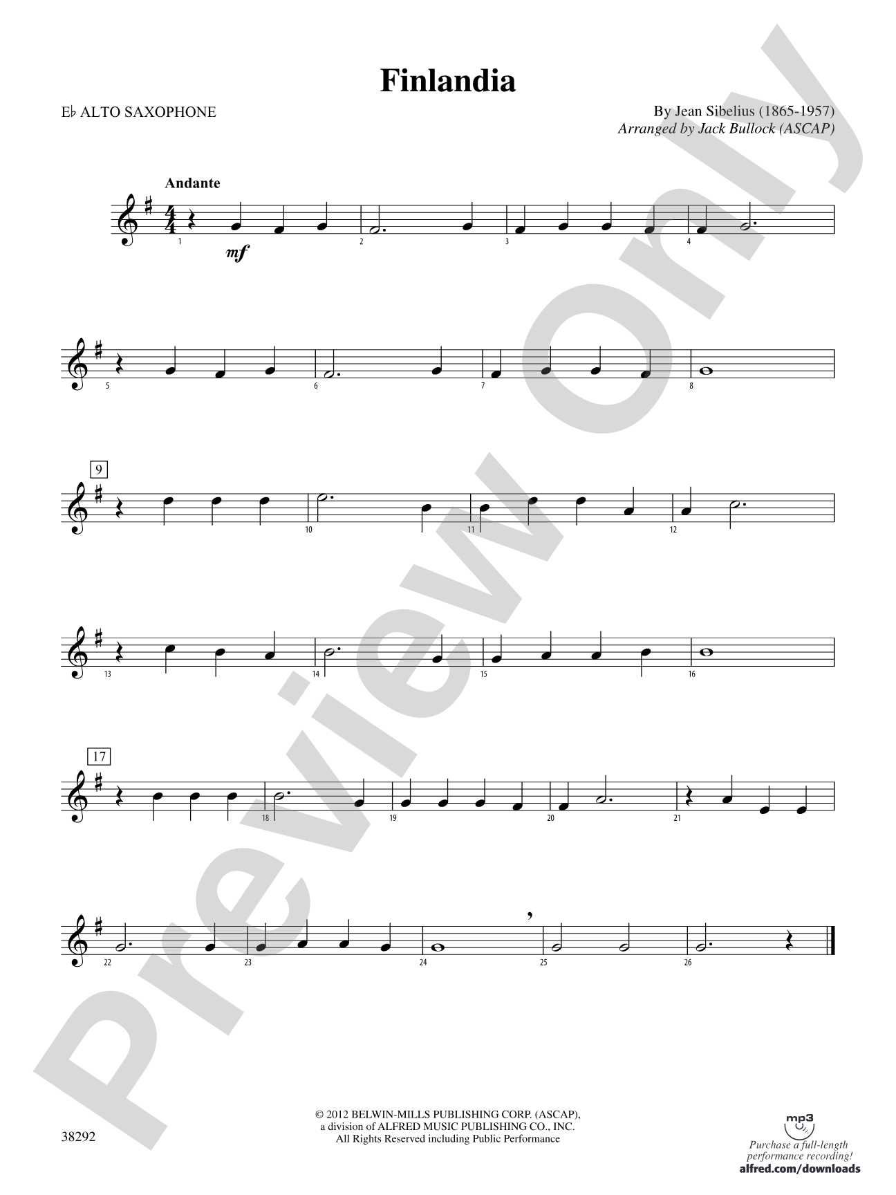 Finlandia: E-flat Alto Saxophone
