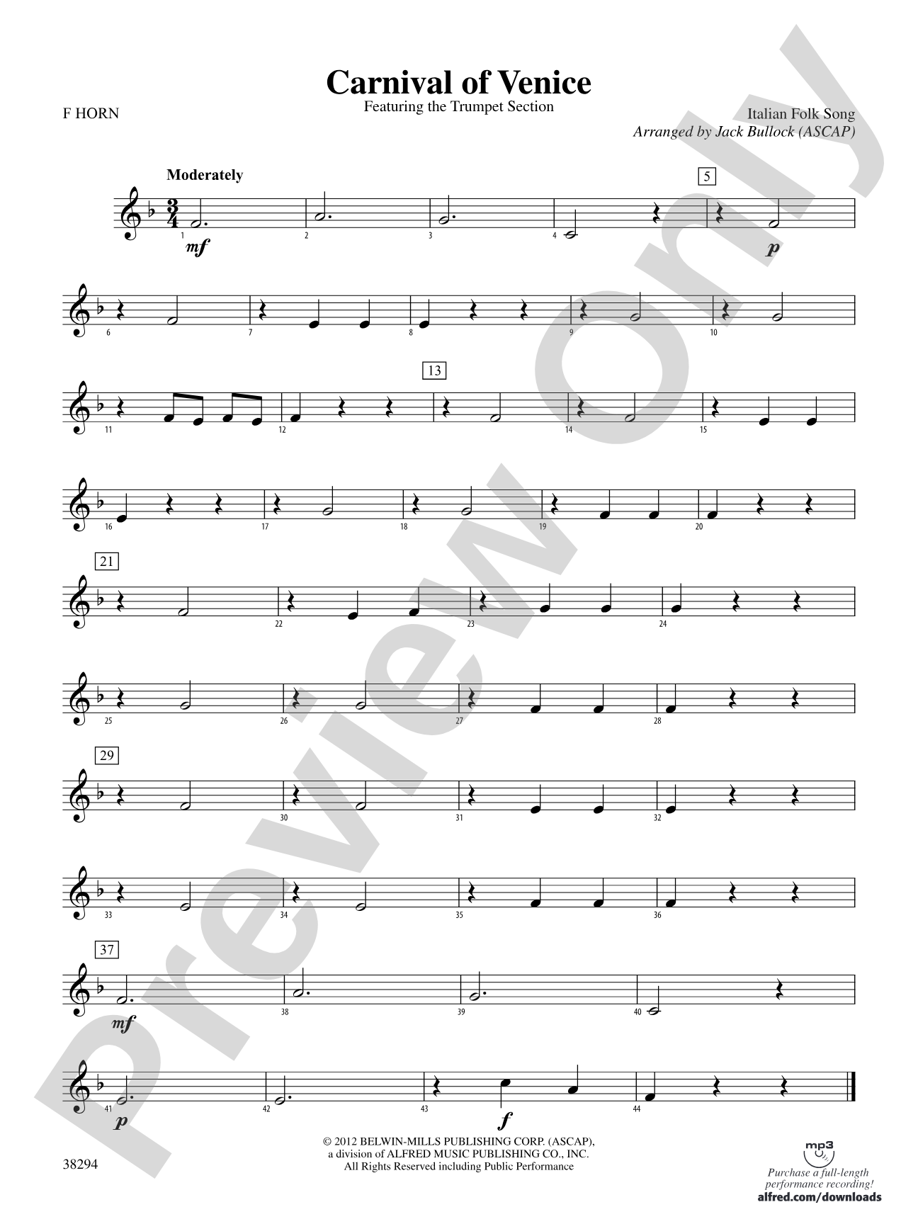 Carnival of Venice: 1st F Horn