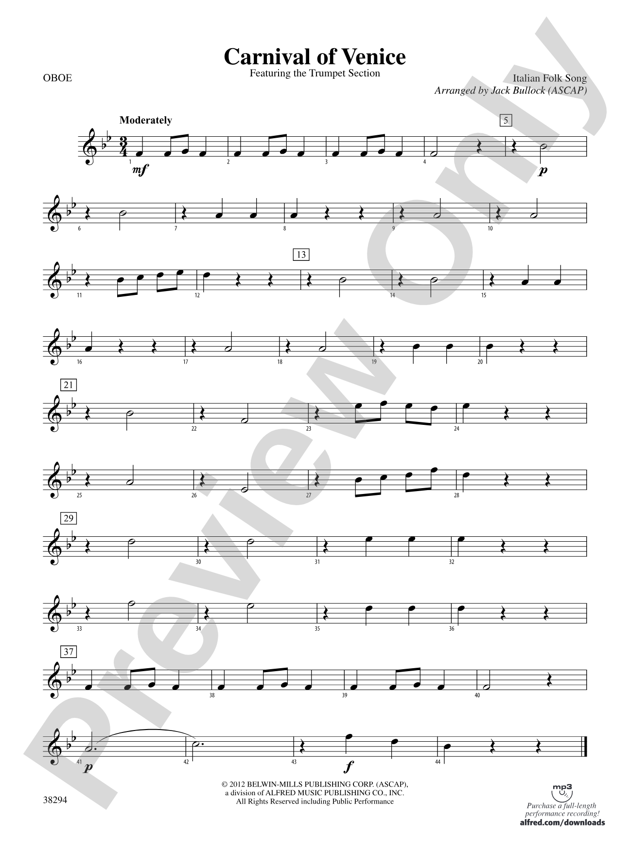Carnival of Venice: Oboe