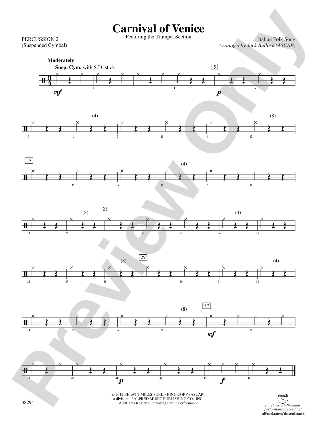 Carnival of Venice: 2nd Percussion