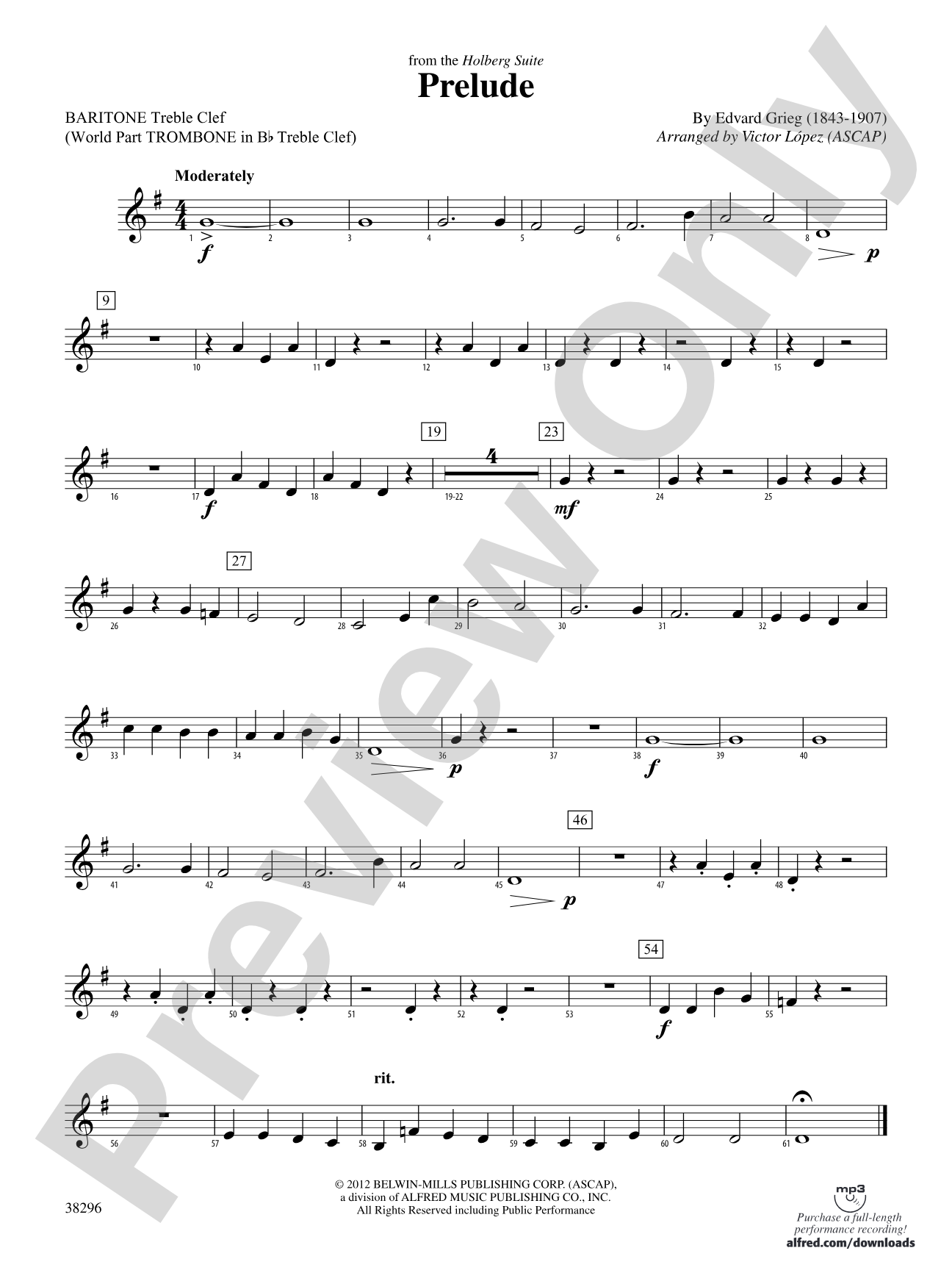 Prelude (from the Holberg Suite): Baritone T.C.