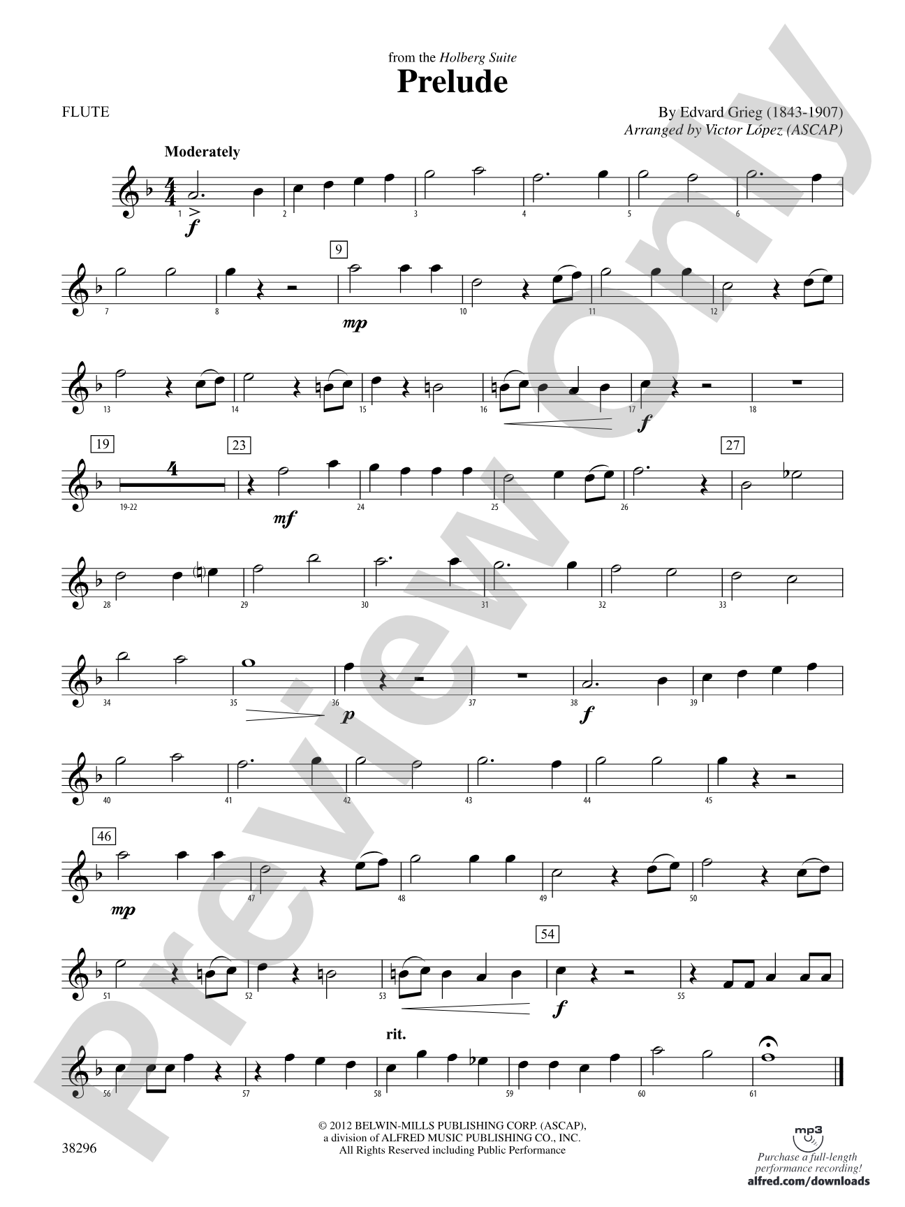 Prelude (from the Holberg Suite): Flute