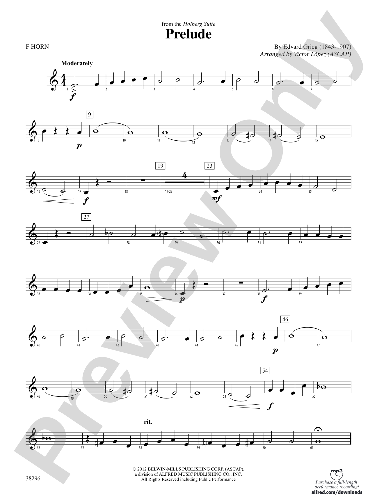 Prelude (from the Holberg Suite): 1st F Horn