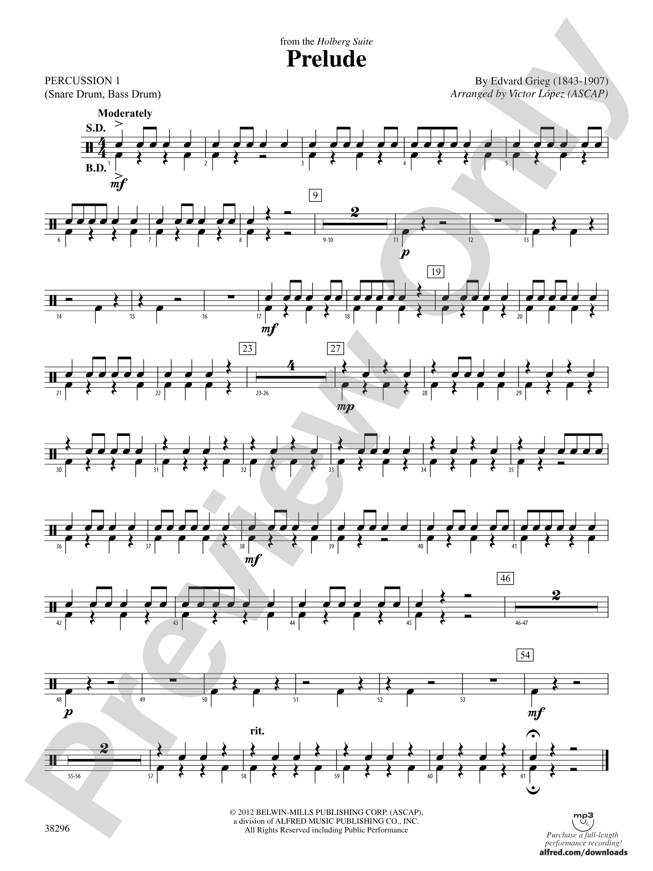 Prelude (from the Holberg Suite): 1st Percussion