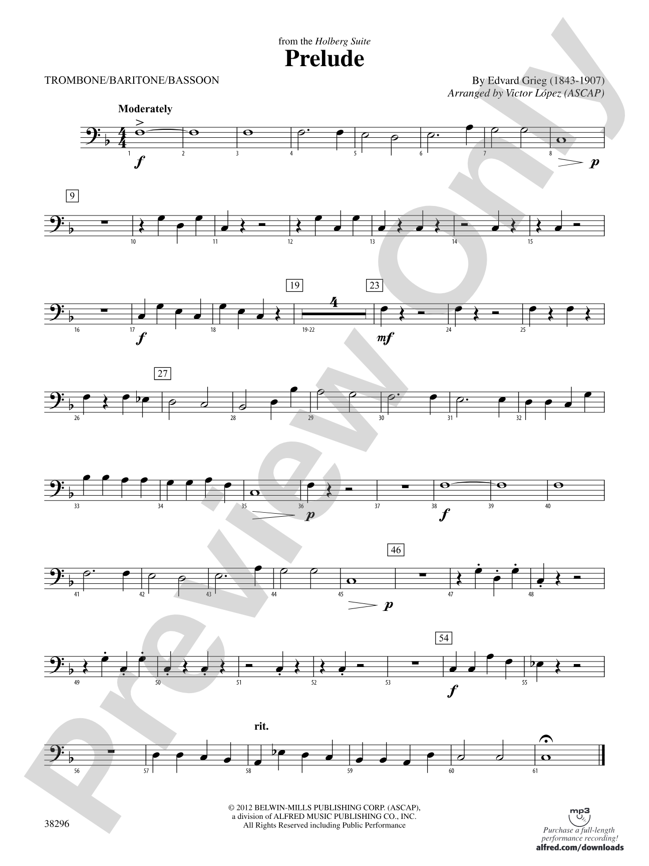 Prelude (from the Holberg Suite): 1st Trombone