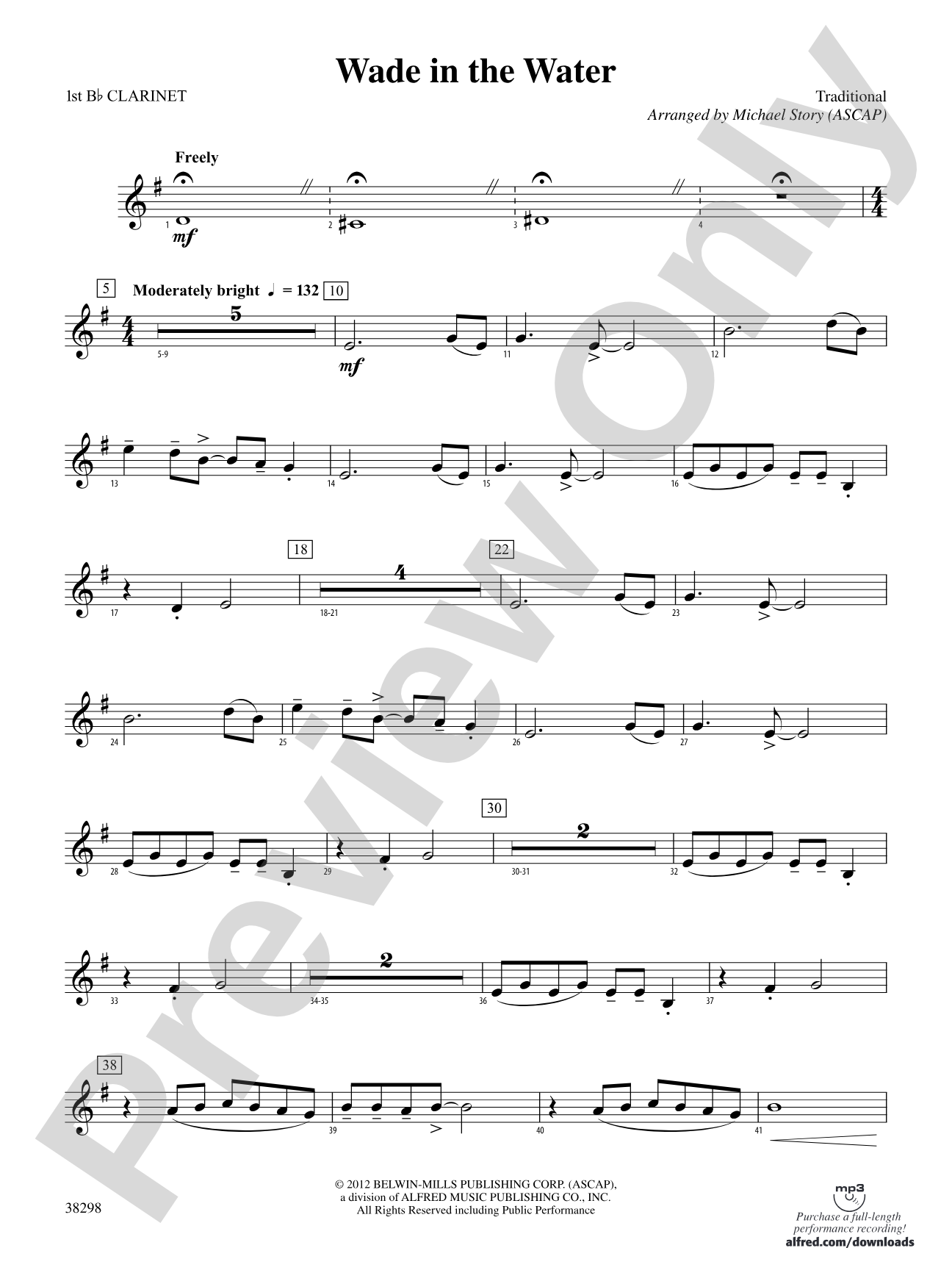 Wade in the Water: 1st B-flat Clarinet