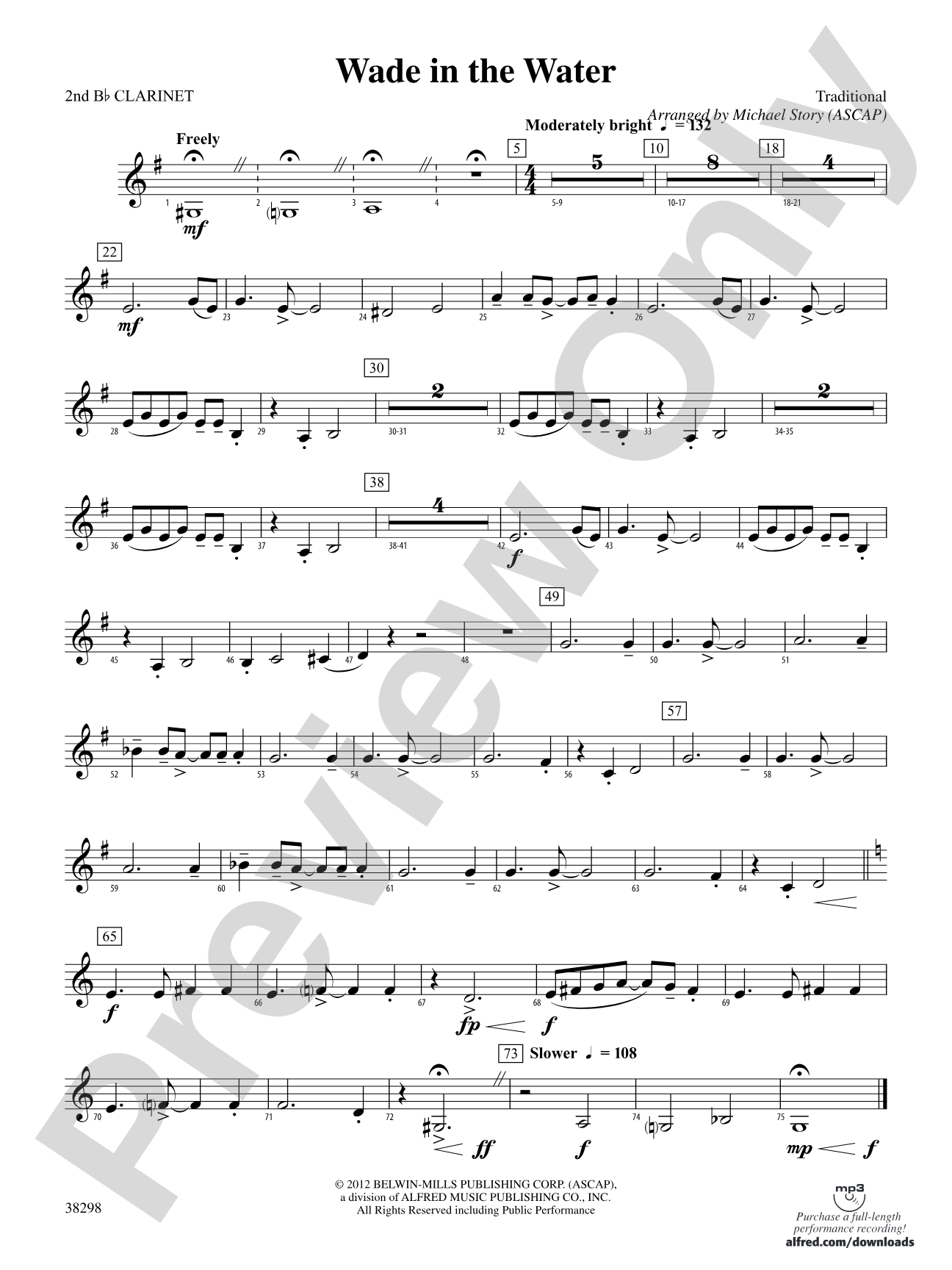 Wade in the Water: 2nd B-flat Clarinet