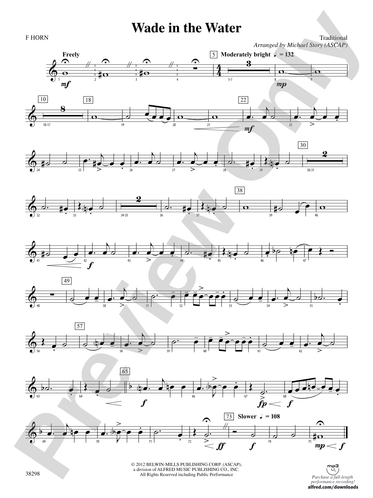 Wade in the Water: 1st F Horn