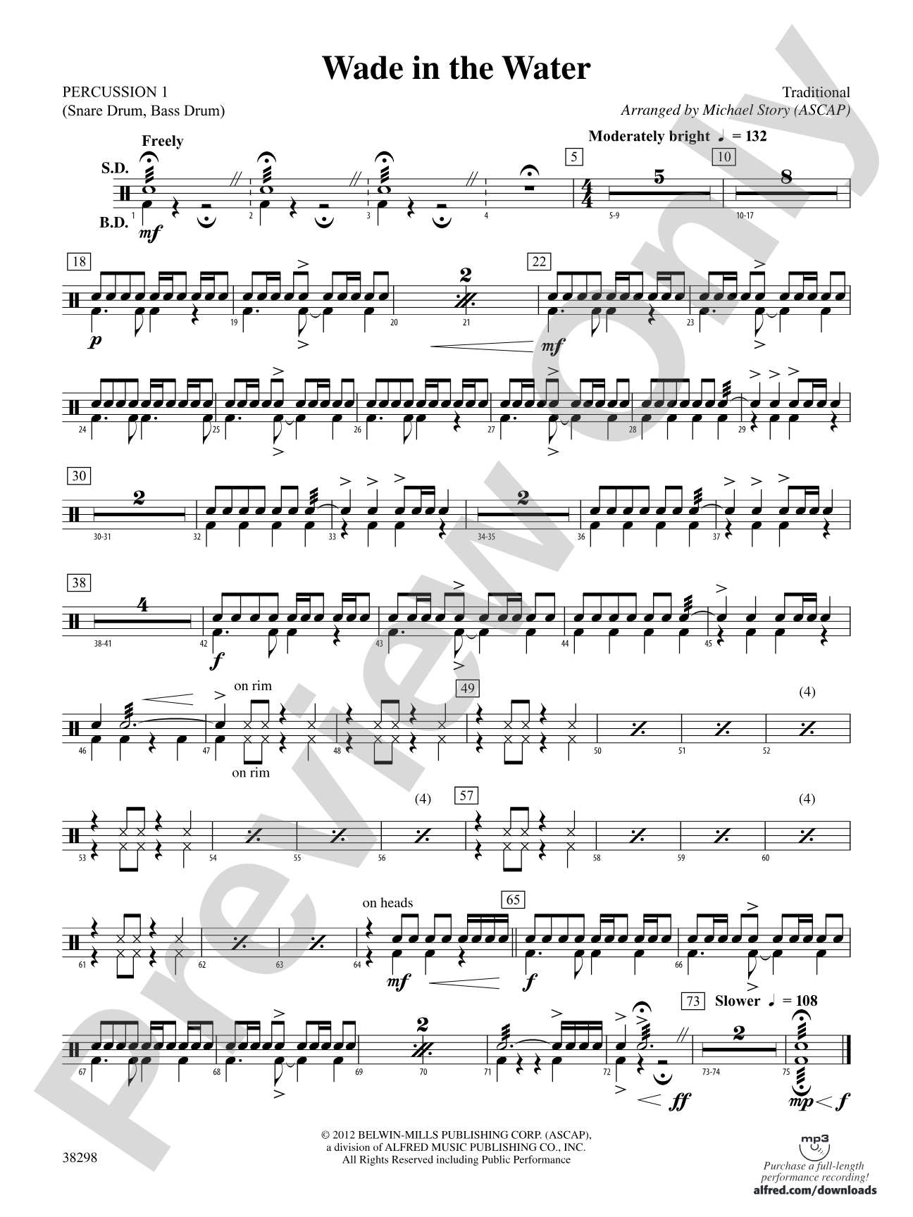 Wade in the Water: 1st Percussion