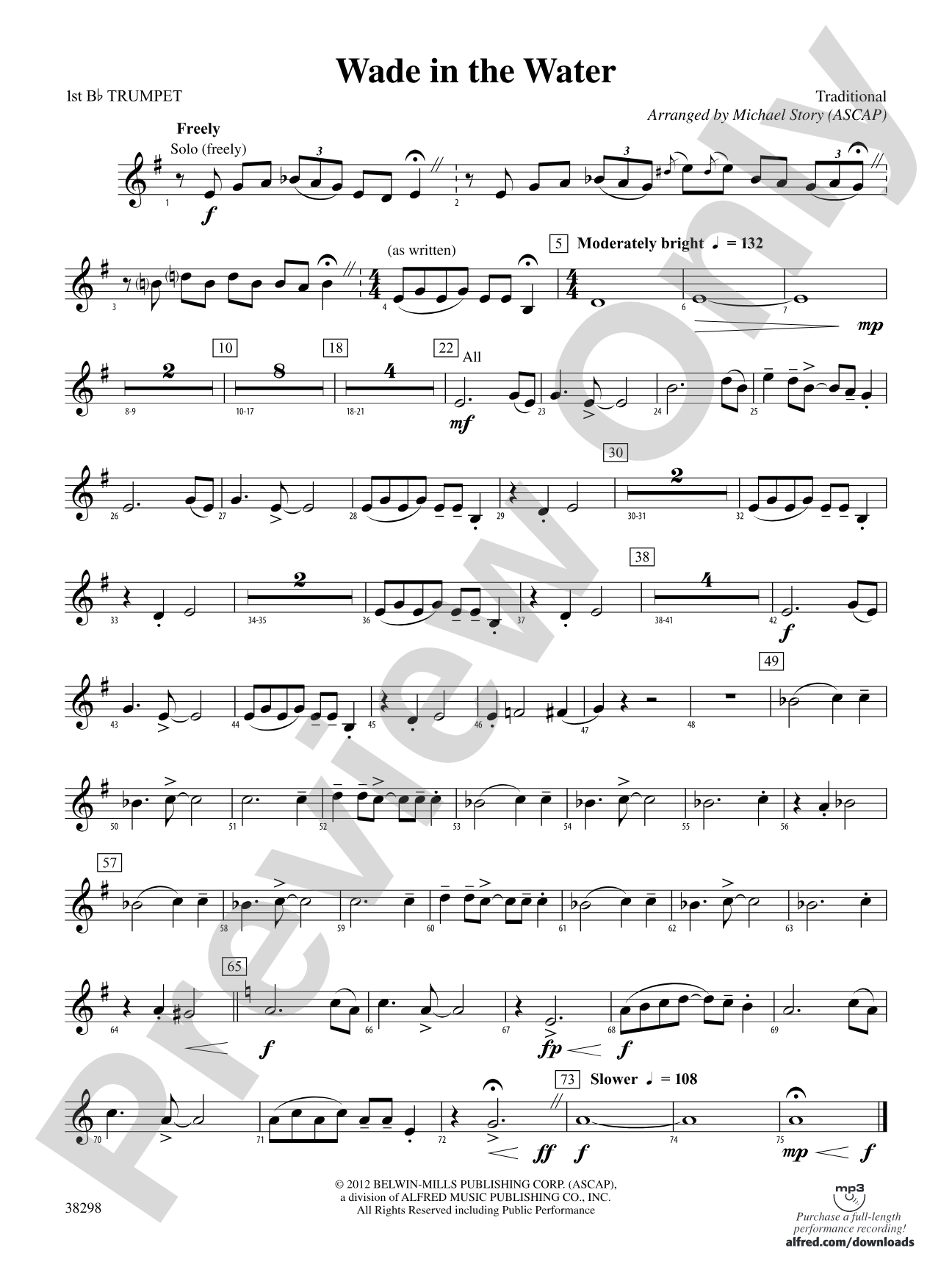 Wade in the Water: 1st B-flat Trumpet