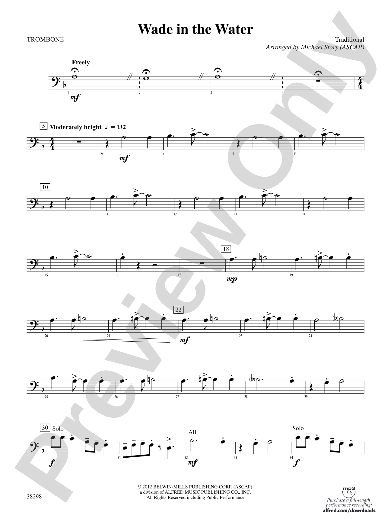 Wade in the Water: 1st Trombone