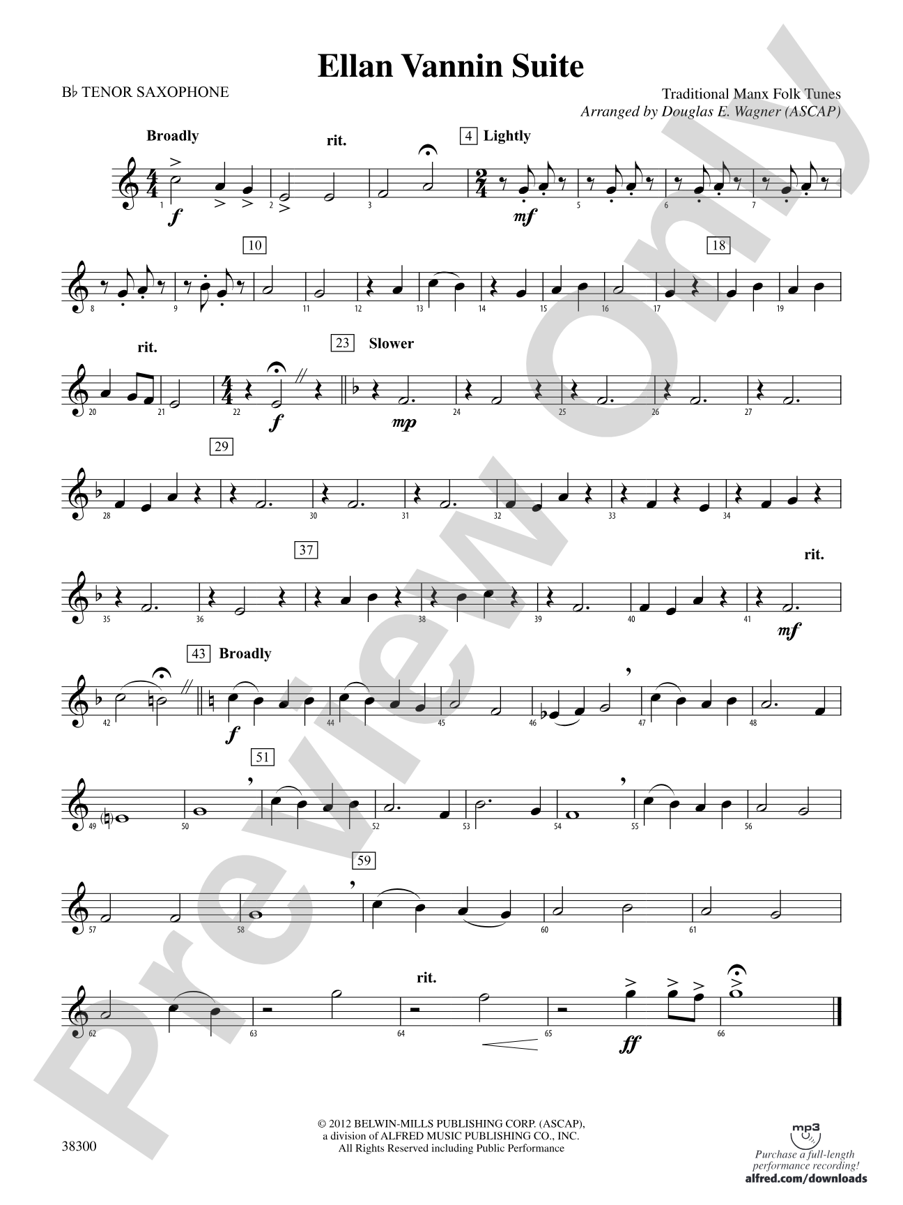 Ellan Vannin Suite: B-flat Tenor Saxophone