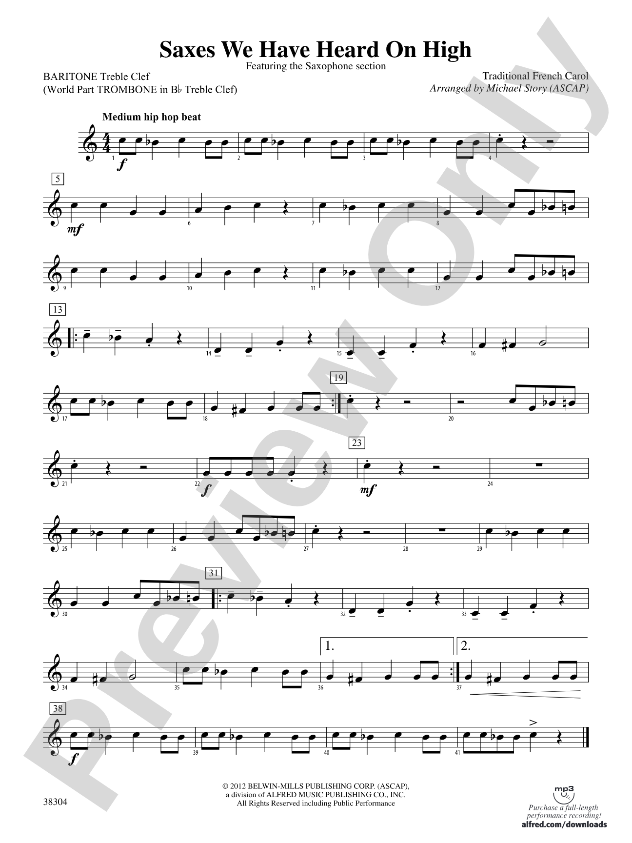 Saxes We Have Heard on High: Baritone T.C.
