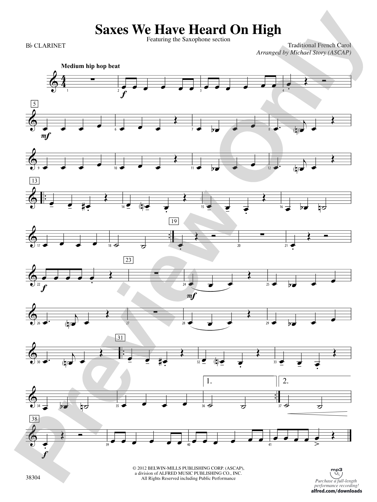 Saxes We Have Heard on High: 1st B-flat Clarinet
