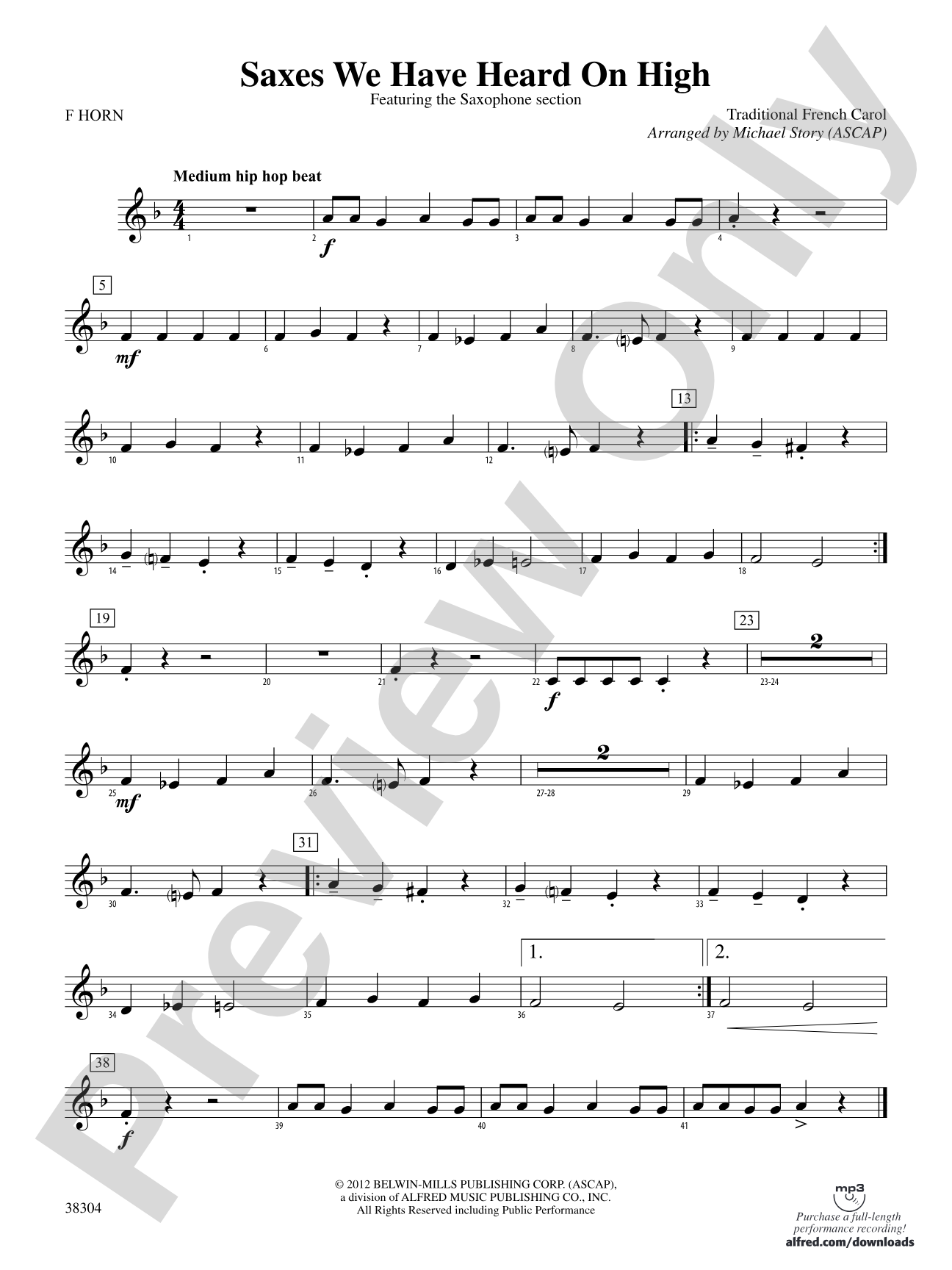 Saxes We Have Heard on High: 1st F Horn