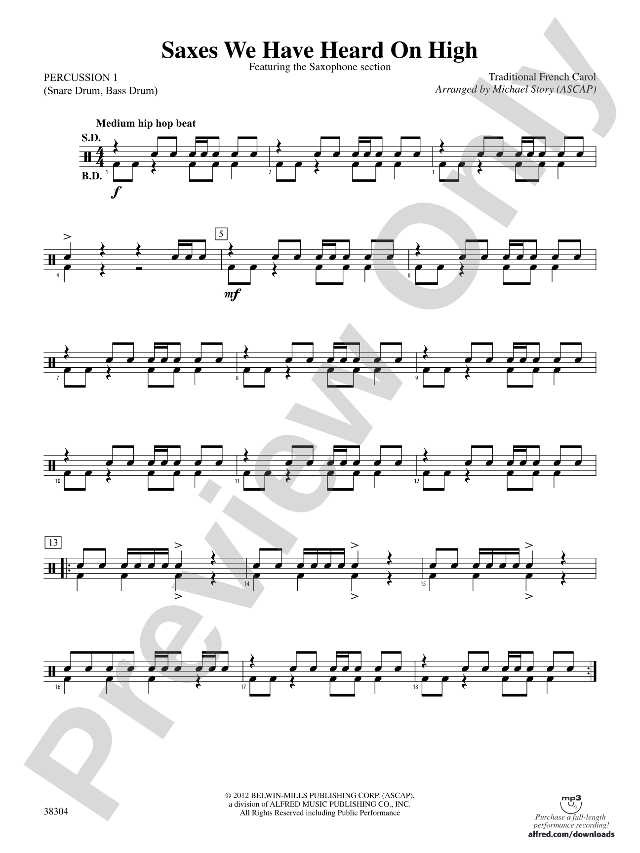 Saxes We Have Heard on High: 1st Percussion