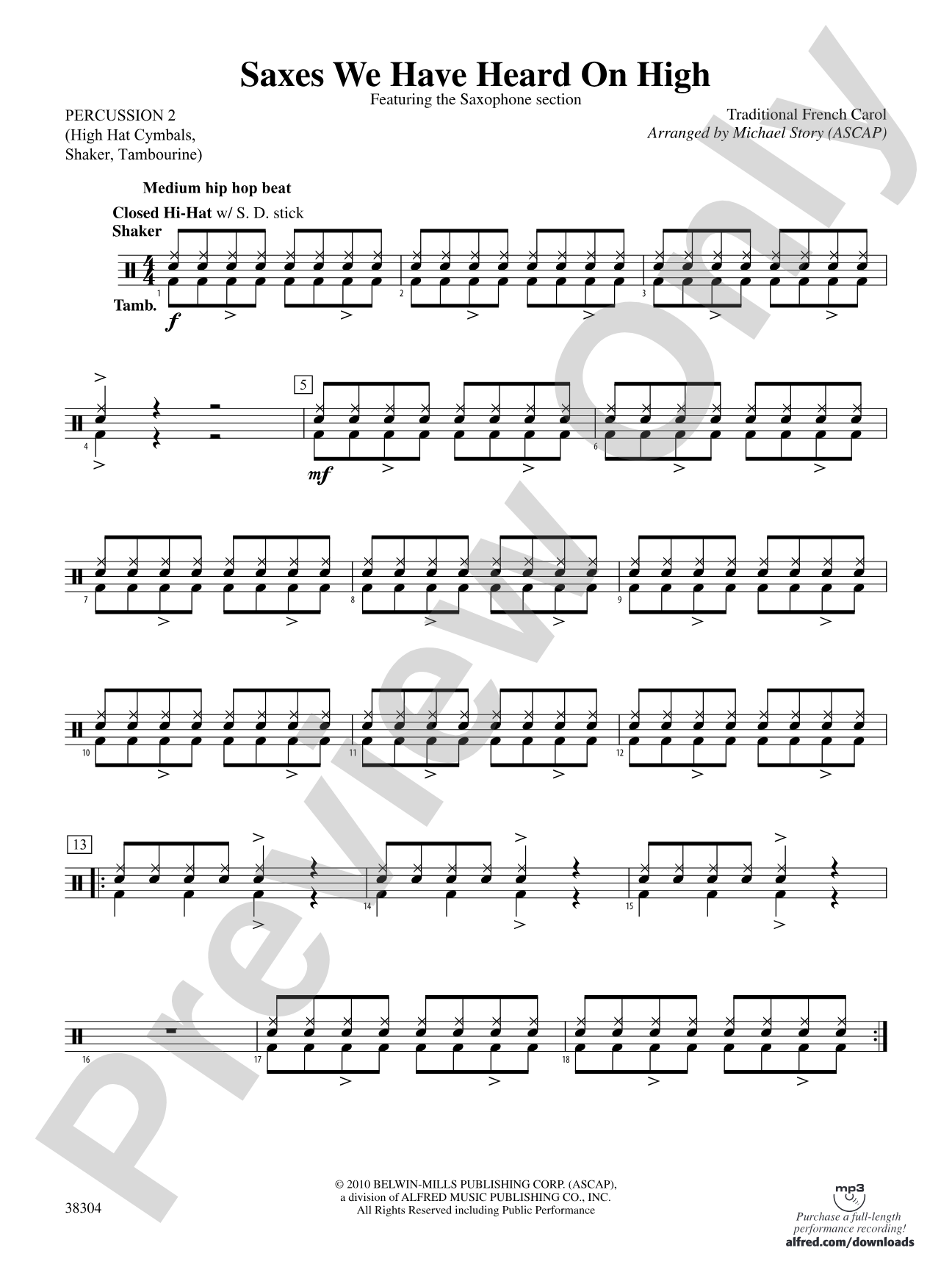 Saxes We Have Heard on High: 2nd Percussion