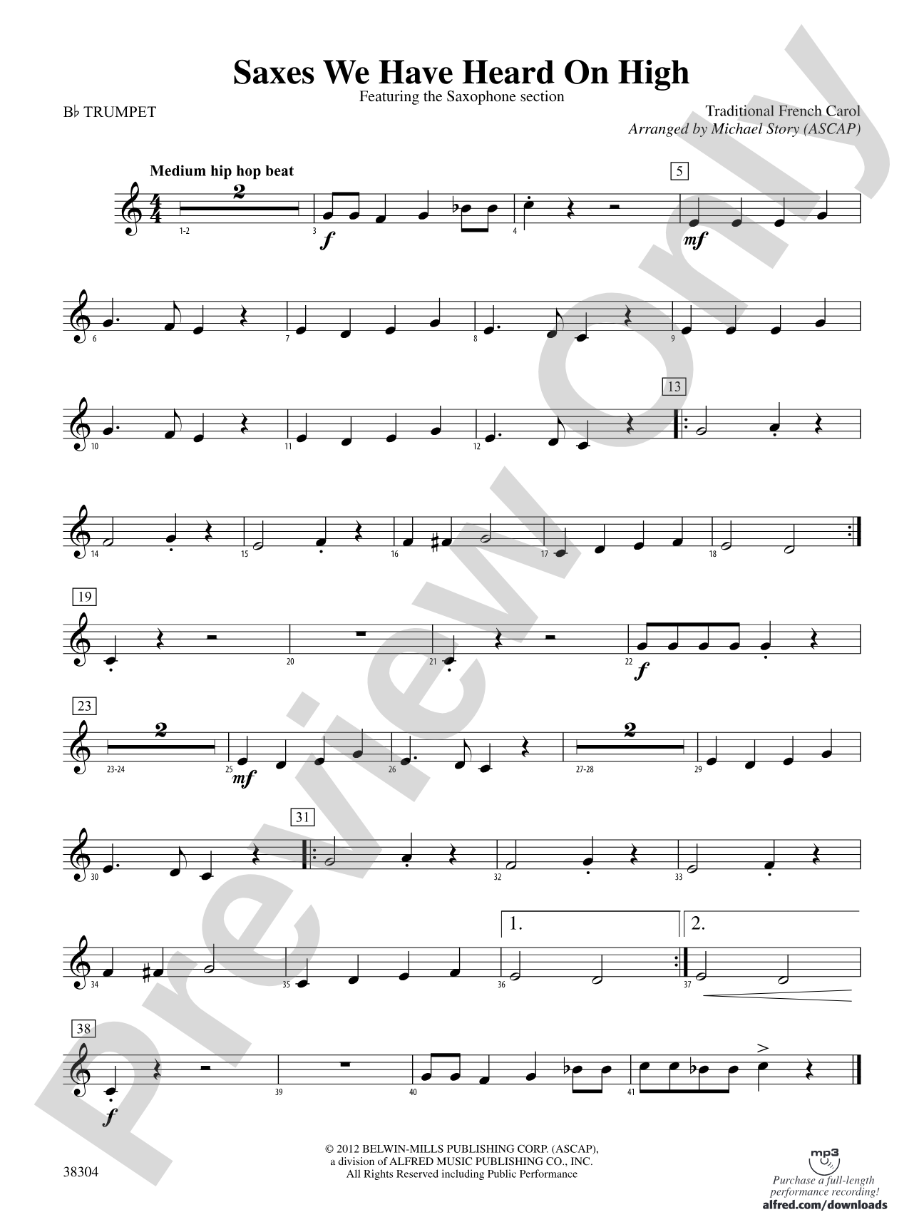 Saxes We Have Heard on High: 1st B-flat Trumpet
