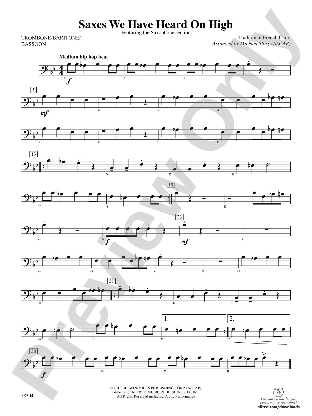Saxes We Have Heard on High: 1st Trombone