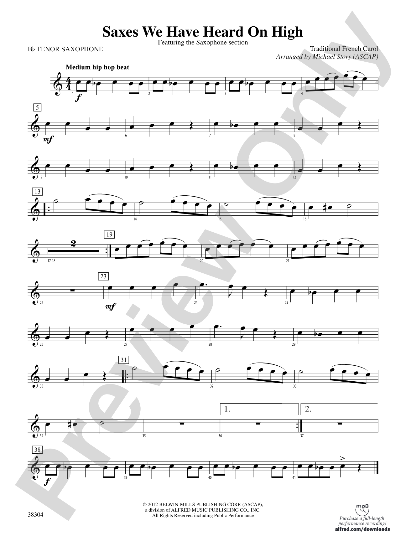 Saxes We Have Heard on High: B-flat Tenor Saxophone