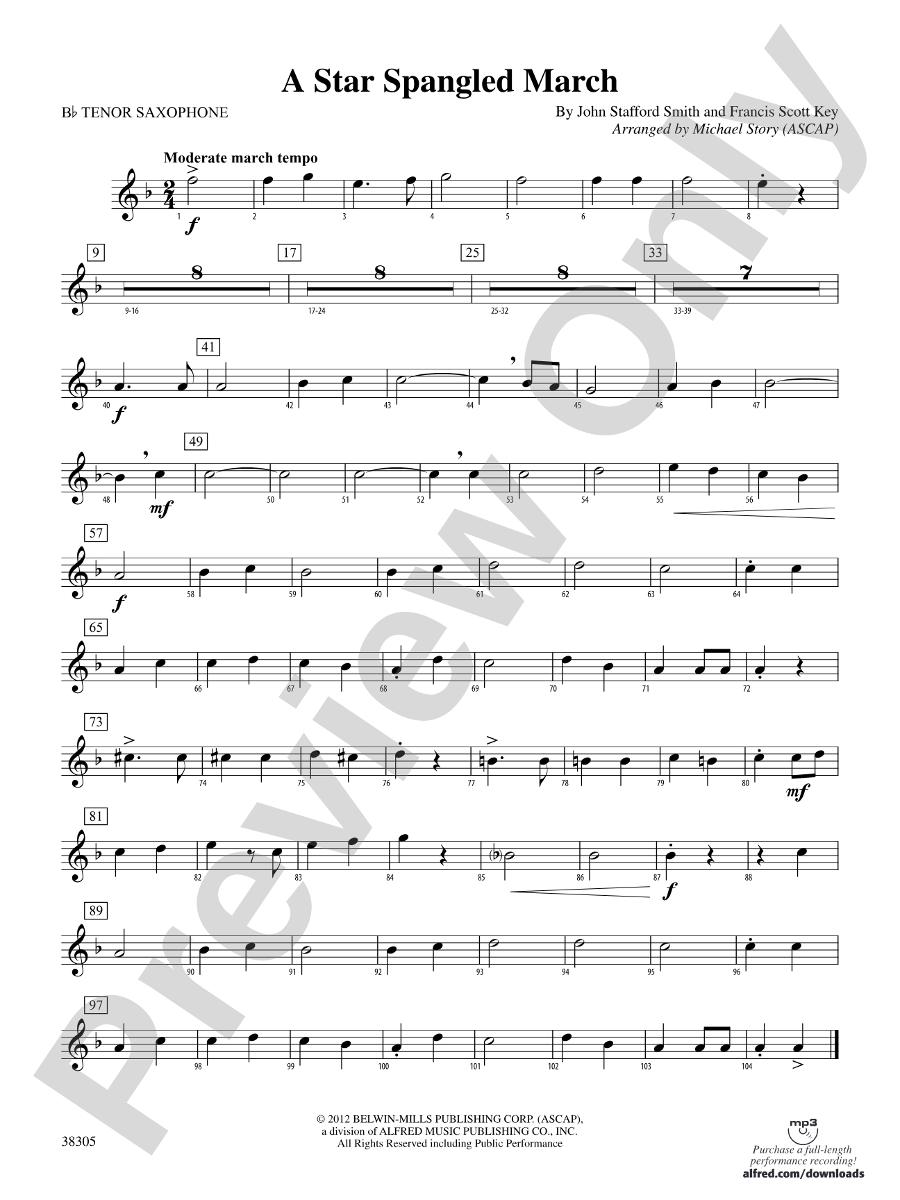 A Star Spangled March: B-flat Tenor Saxophone