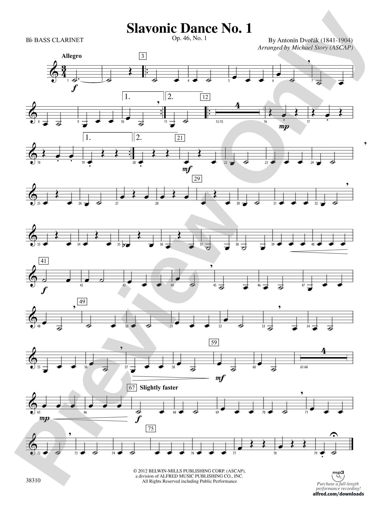 Slavonic Dance No. 1: B-flat Bass Clarinet